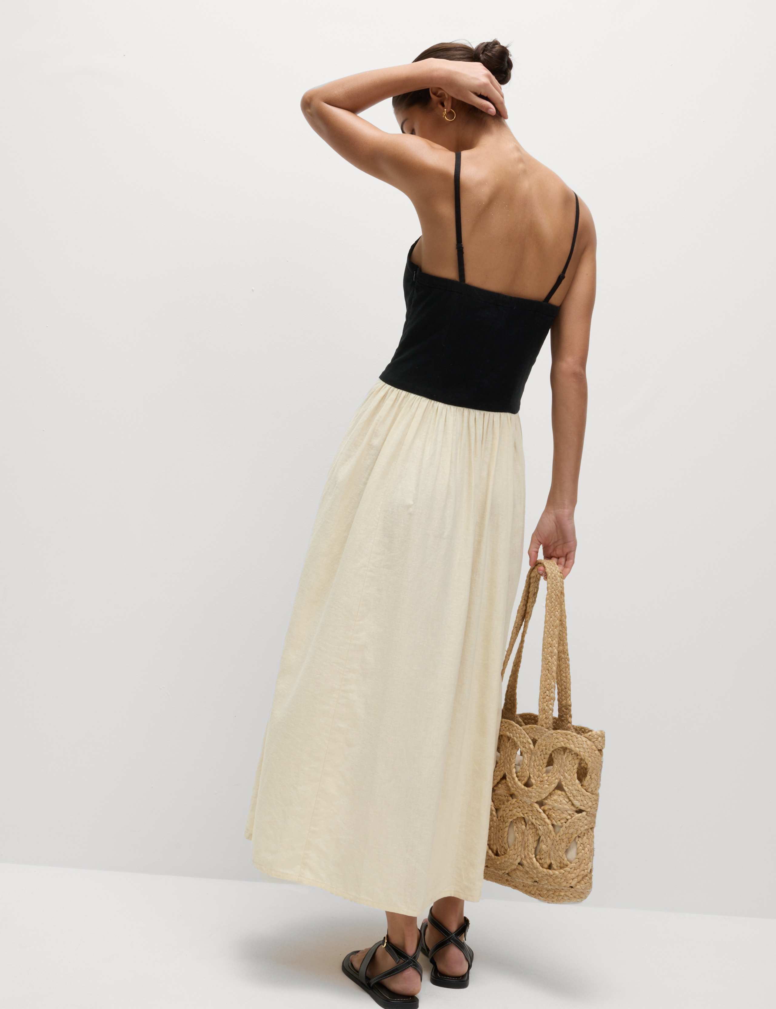 Linen Rich Strappy Midi Slip Dress 4 of 5