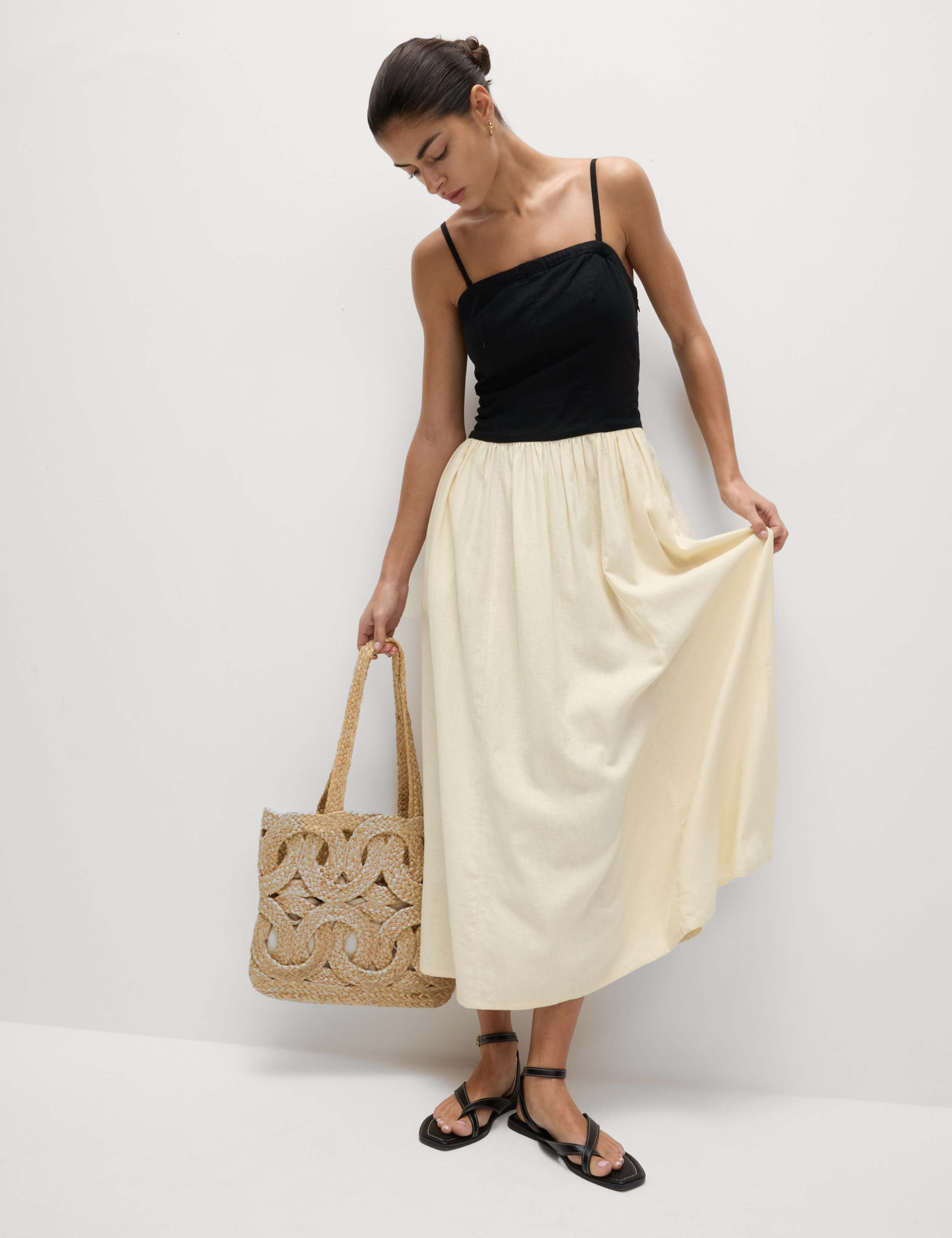 Linen Rich Strappy Midi Slip Dress 5 of 5