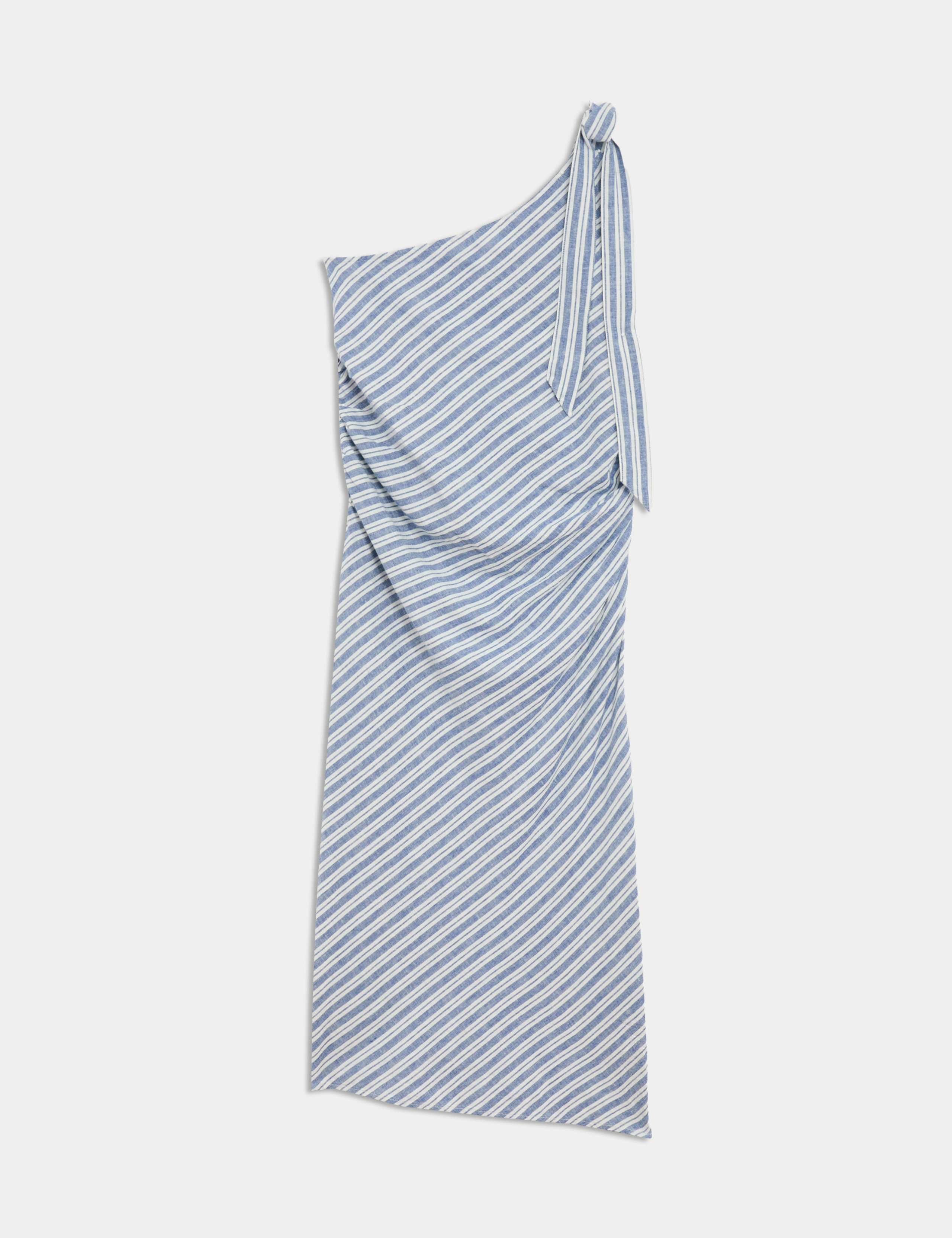 Linen-Rich Striped Midi Shift Dress 2 of 4