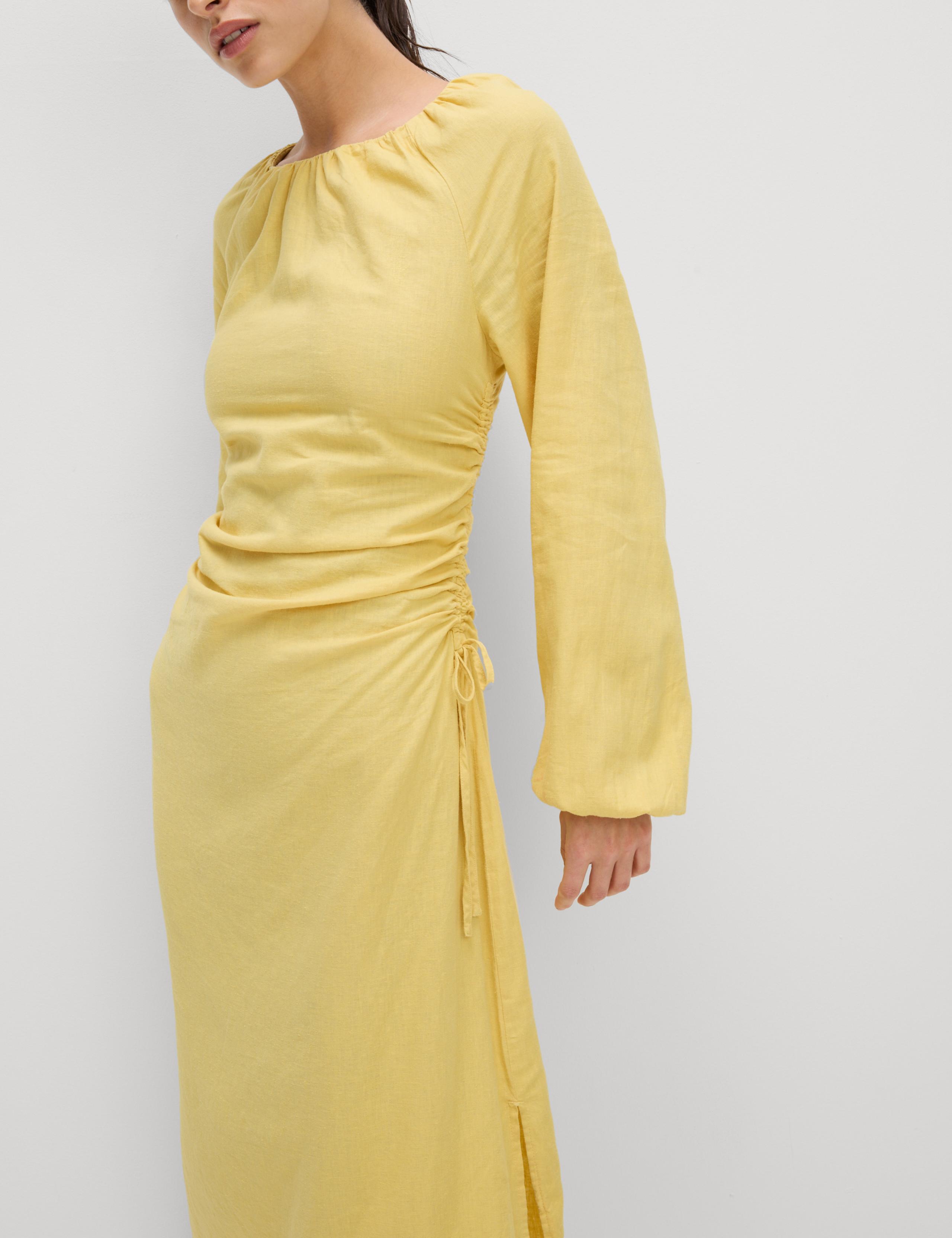 Linen Rich Side Detail Midi Shift Dress 1 of 5