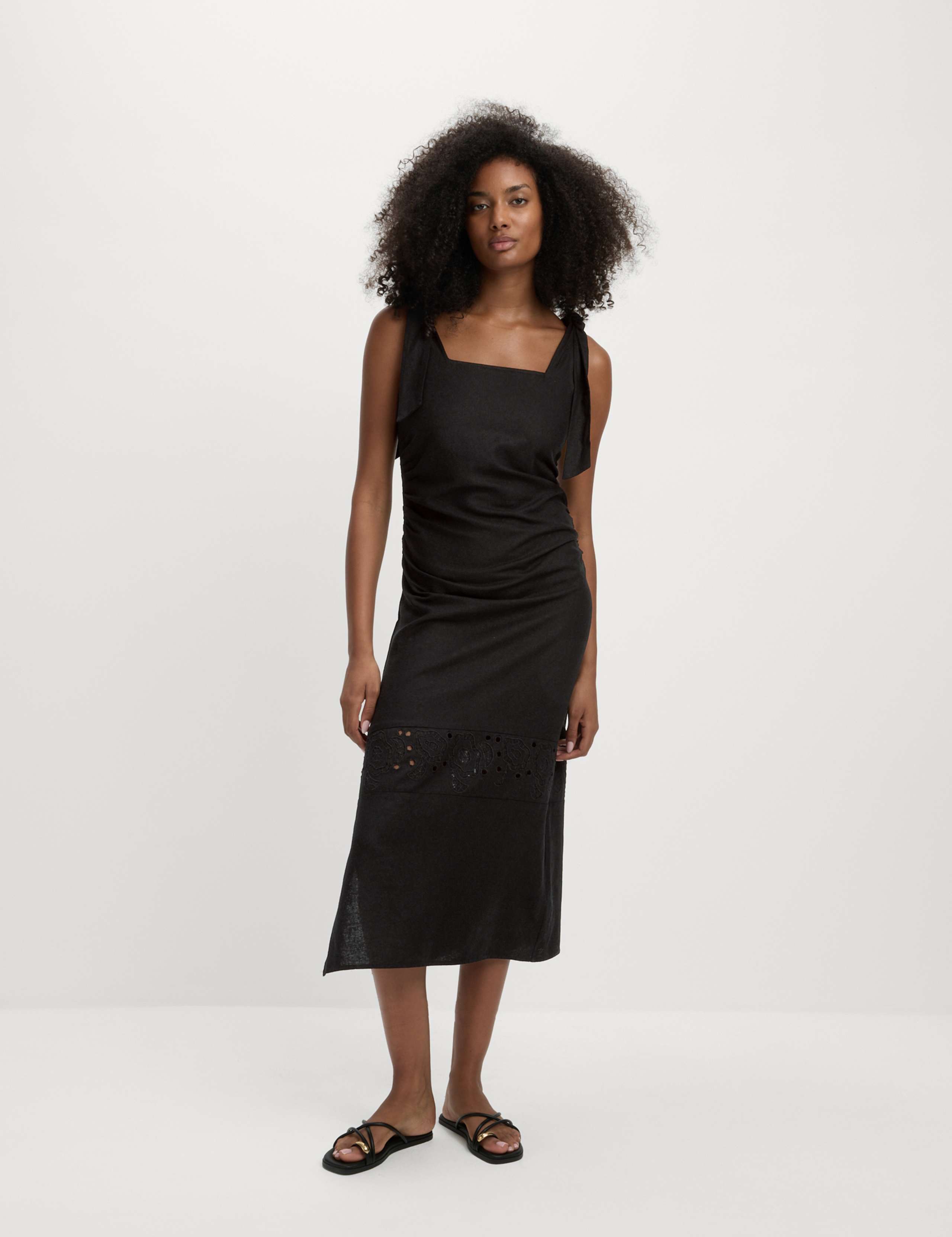Linen Rich Broderie Midi Shift Dress 4 of 4