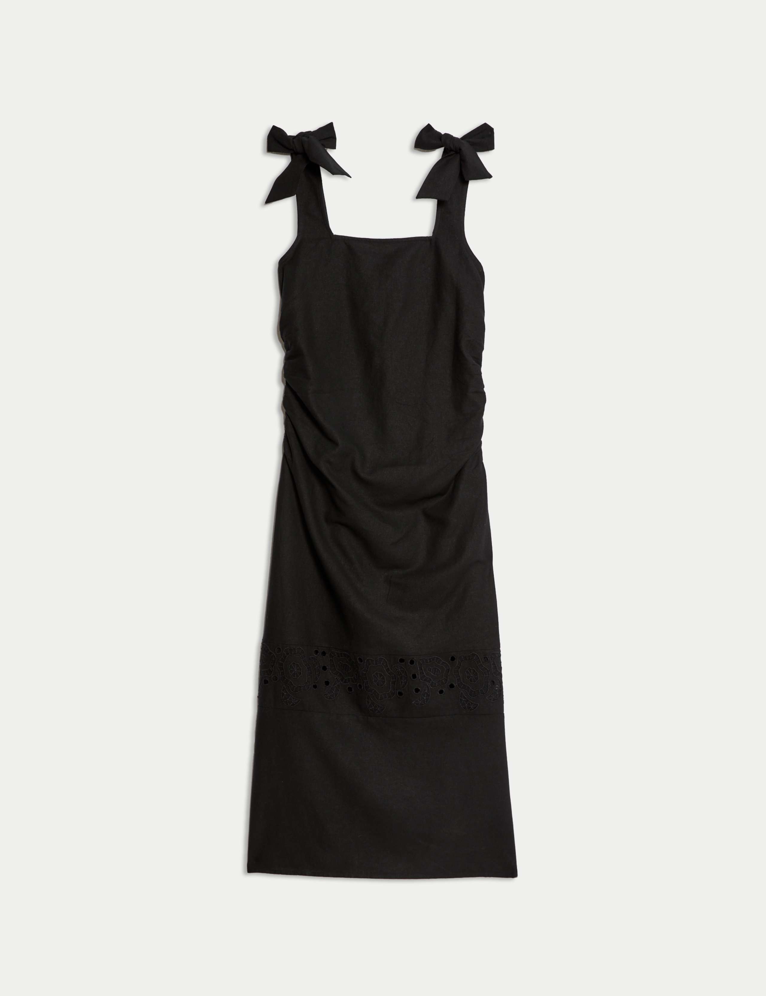 Linen Rich Broderie Midi Shift Dress 2 of 4