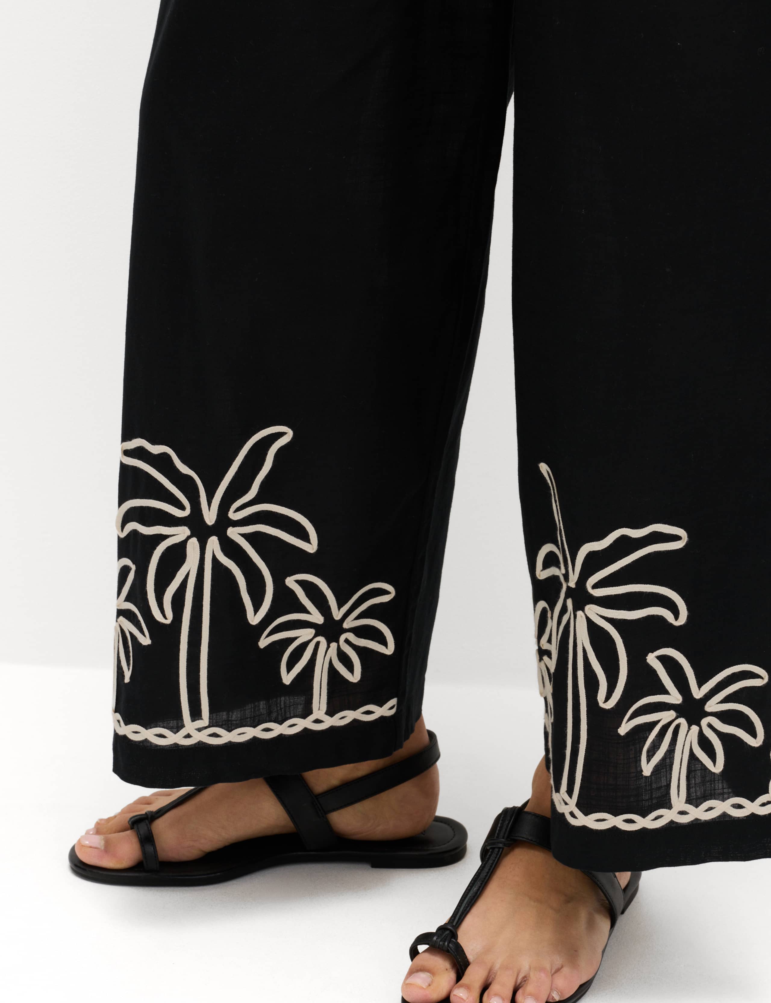 Pure Cotton Embroidered Beach Trousers 3 of 7