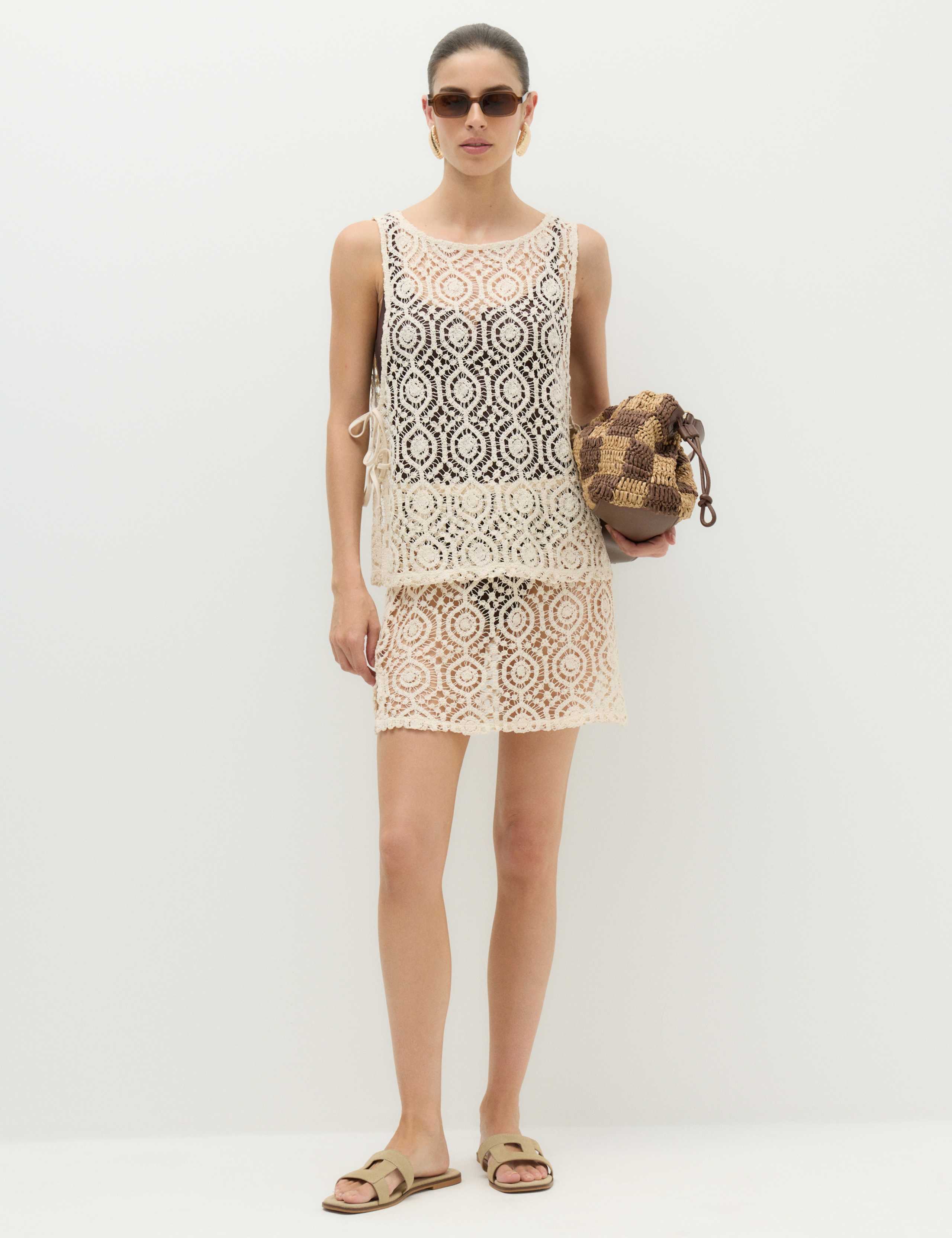 Open Textured Tie Side Sleeveless Beach Top 6 of 6