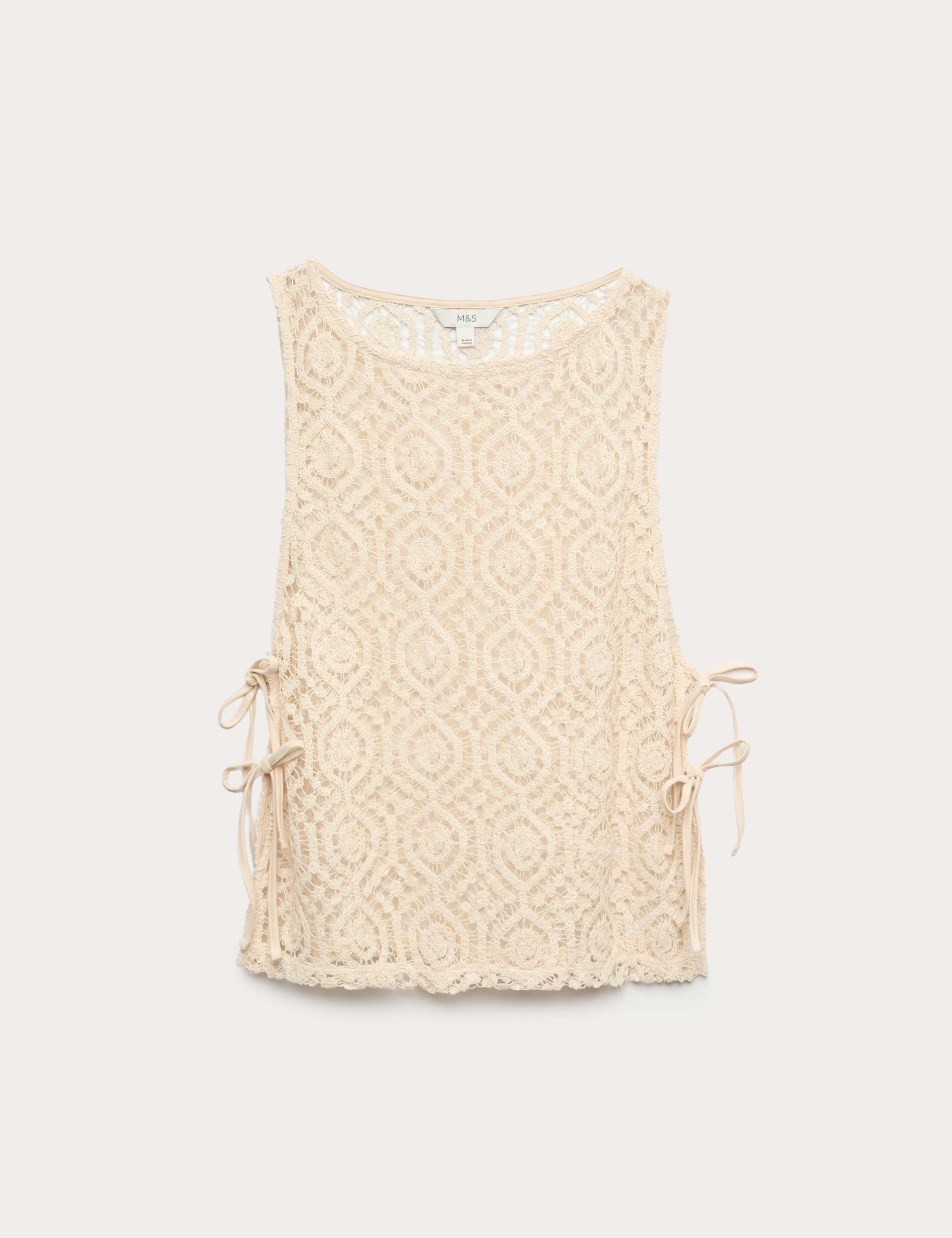 Open Textured Tie Side Sleeveless Beach Top 2 of 6
