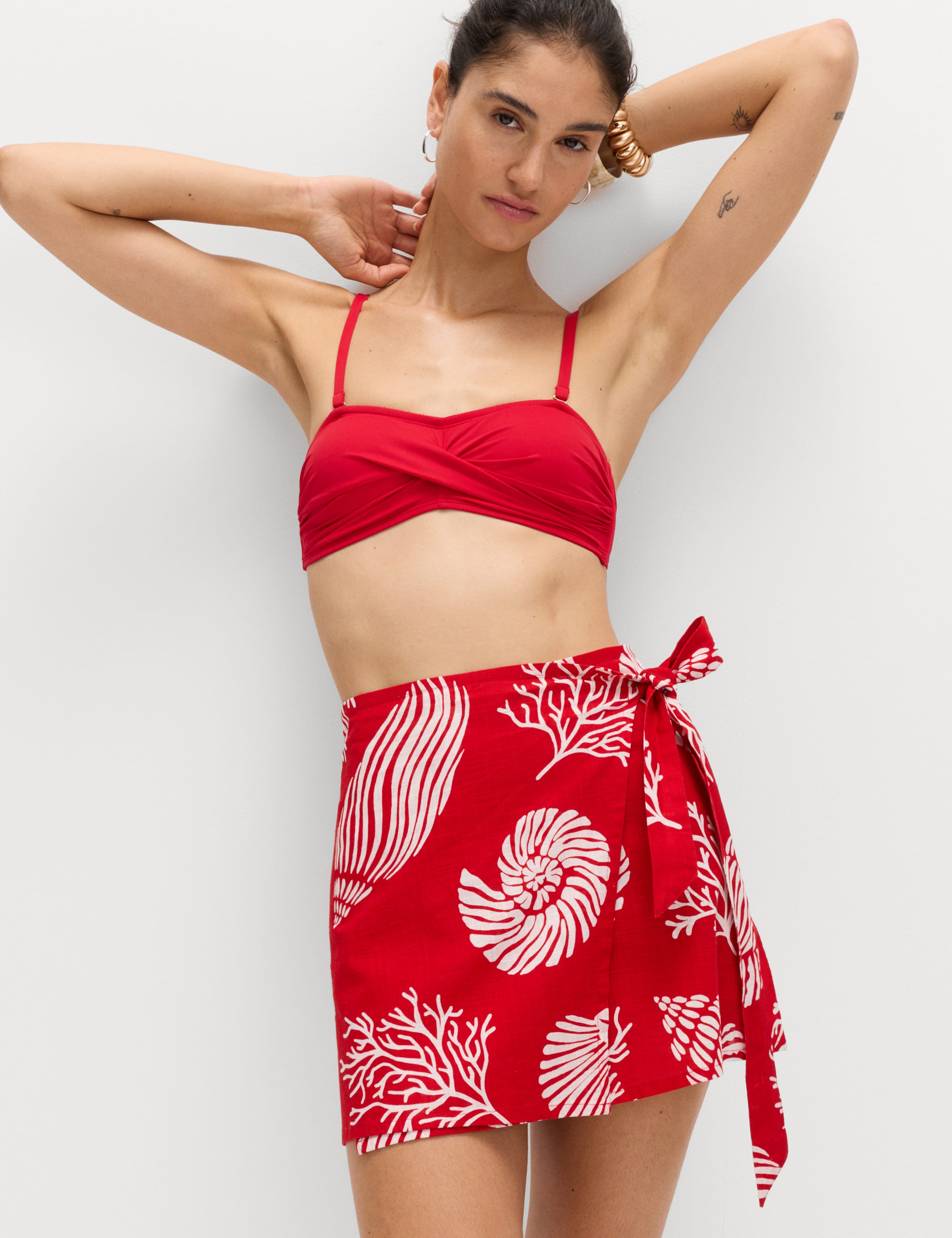 Pure Cotton Printed Wrap Mini Beach Skirt 1 of 6