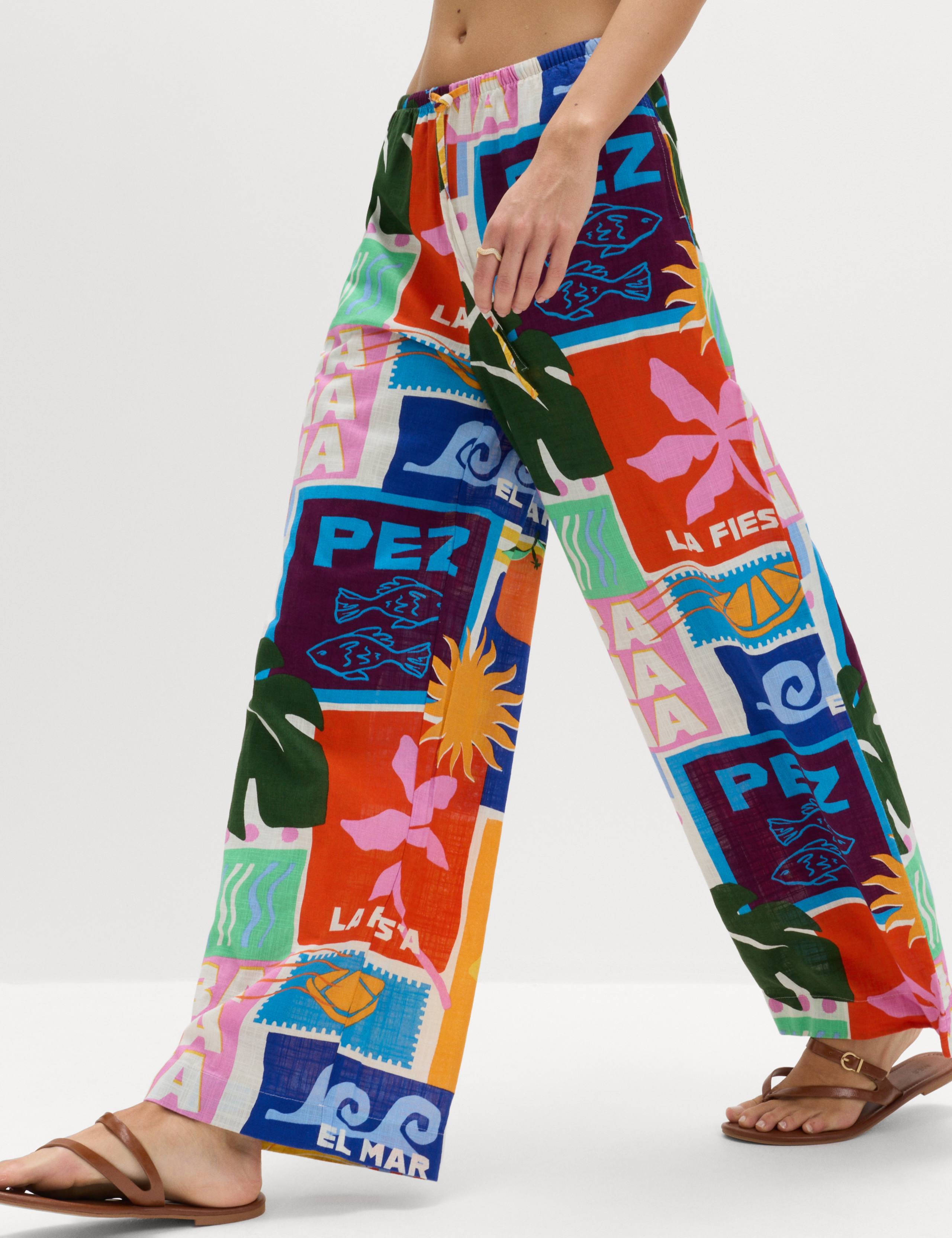Pure Cotton Printed Beach Trousers 6 of 6