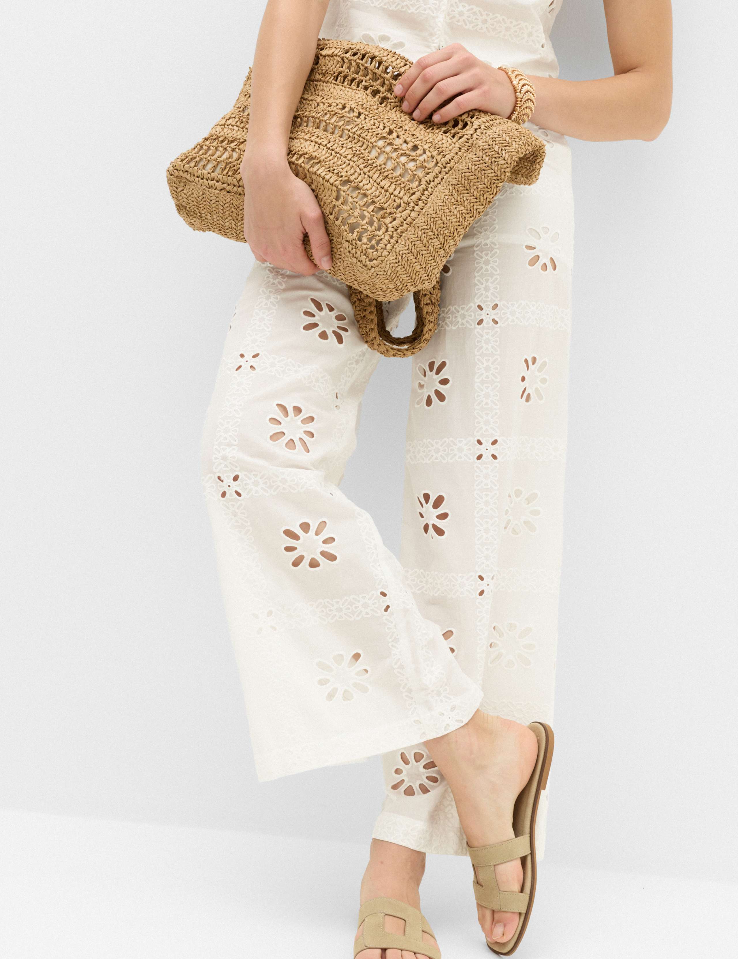 Pure Cotton Cutwork Beach Trousers 3 of 5
