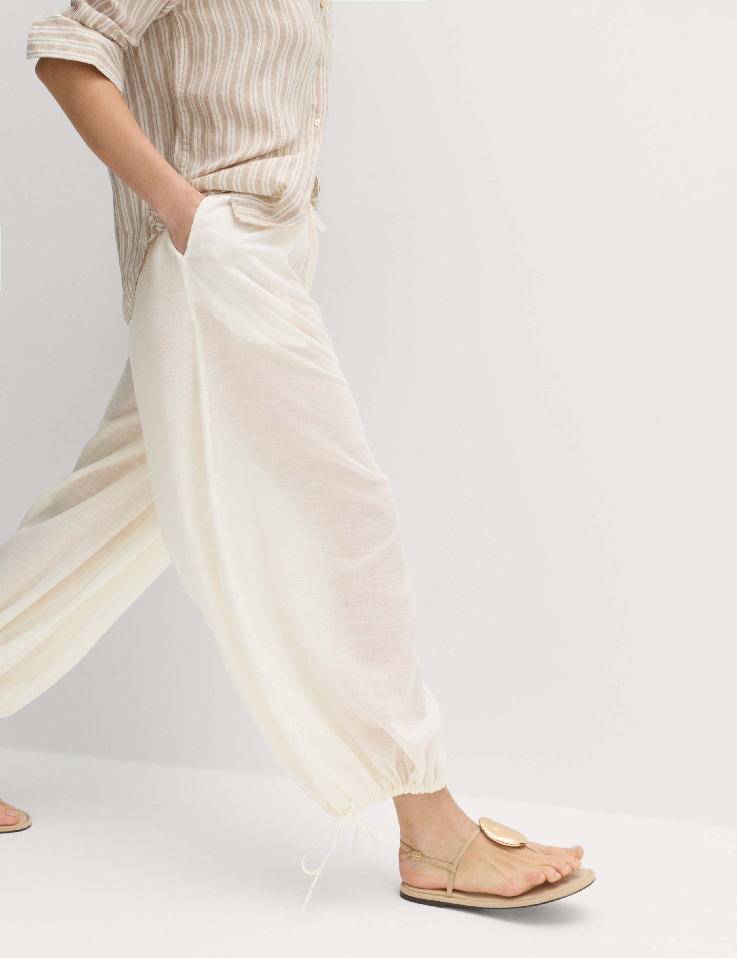 Pure Cotton Bubble Hem Beach Trousers 3 of 7