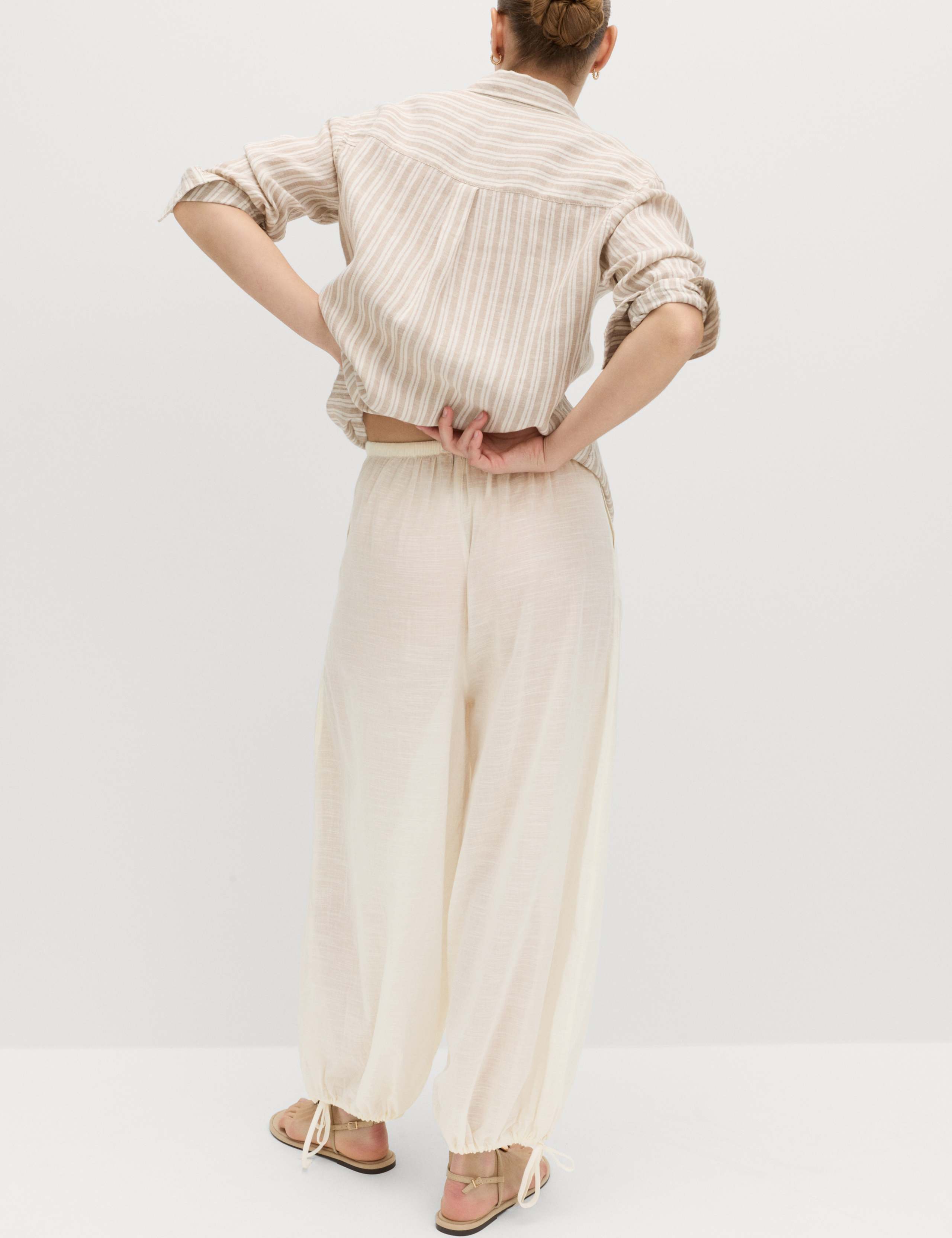 Pure Cotton Bubble Hem Beach Trousers 5 of 7