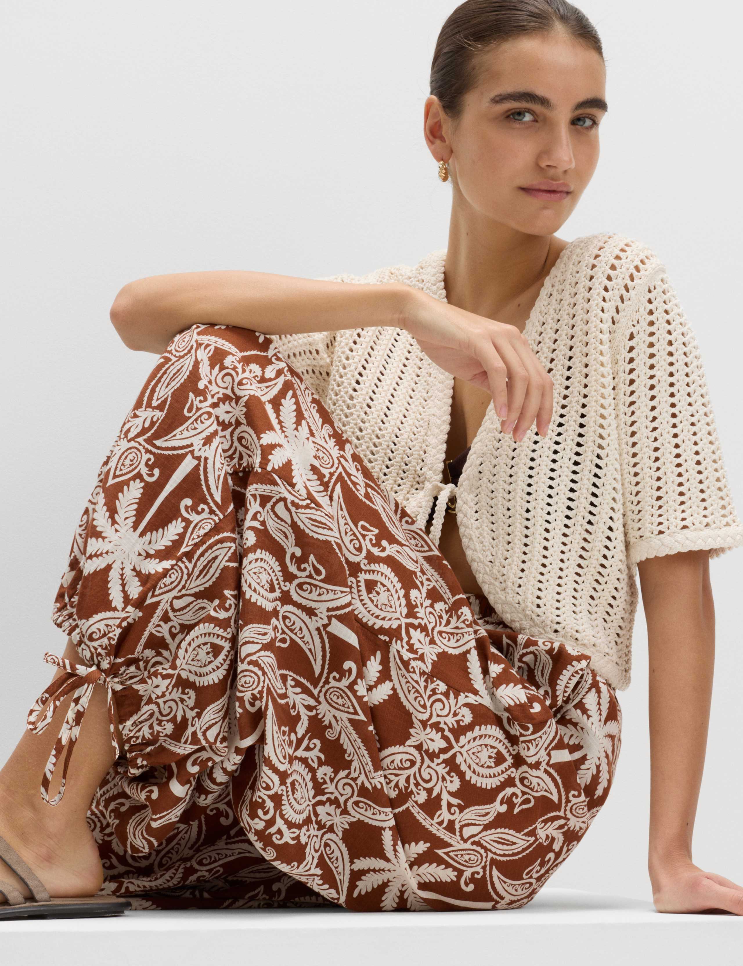 Pure Cotton Printed Bubble Hem Beach Trousers 5 of 6