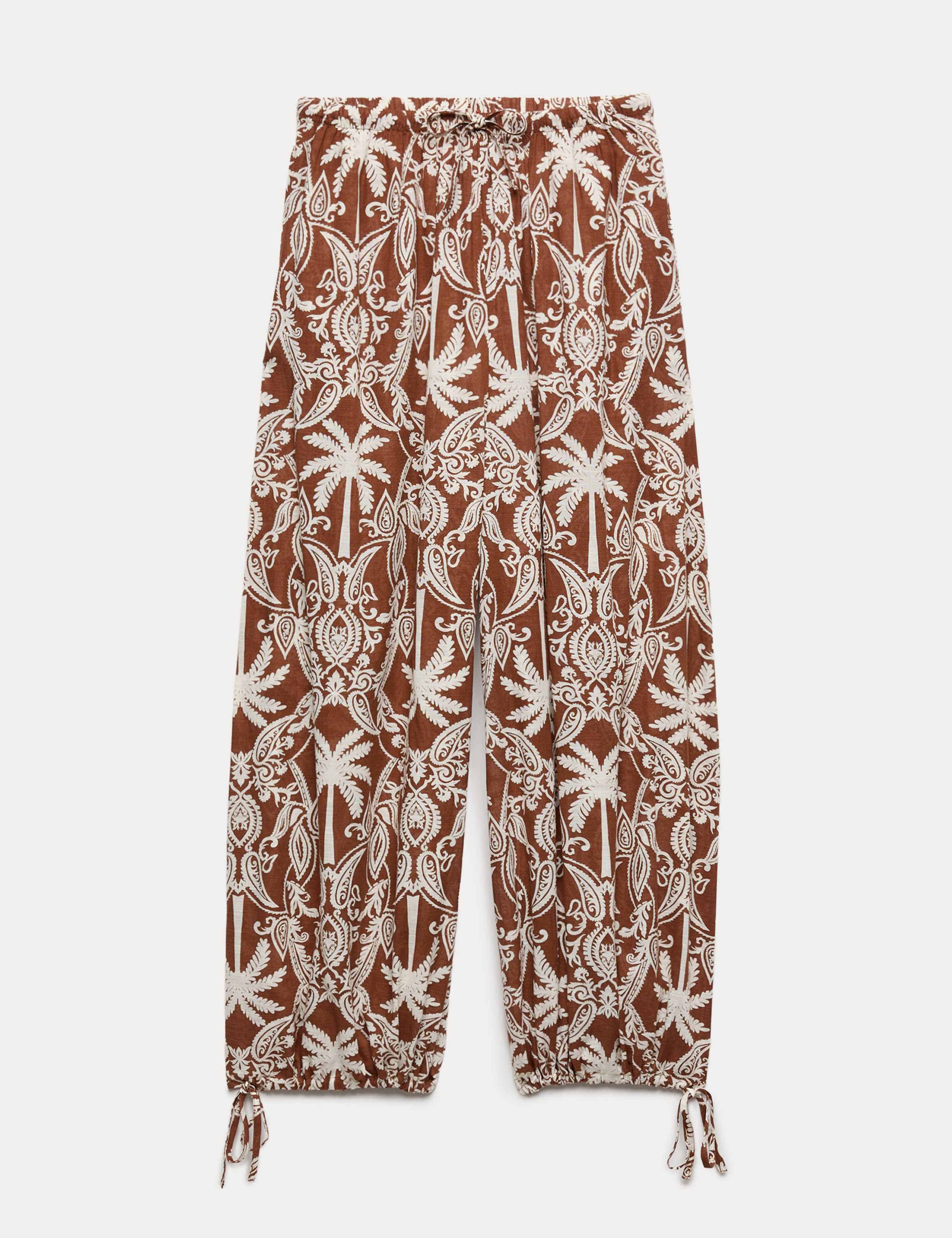Pure Cotton Printed Bubble Hem Beach Trousers 2 of 6