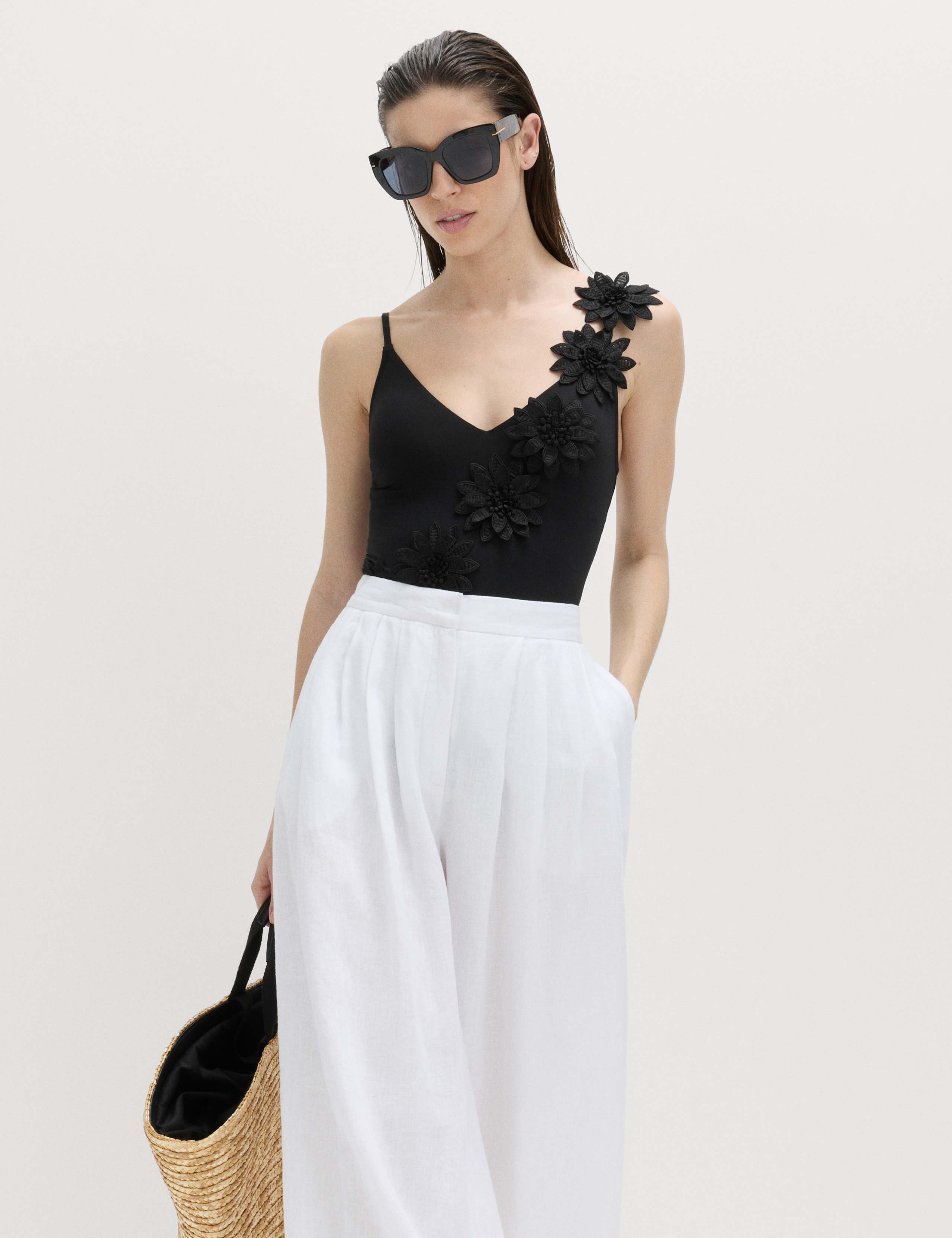 Floral Detail Padded Plunge Swimsuit 3 of 5