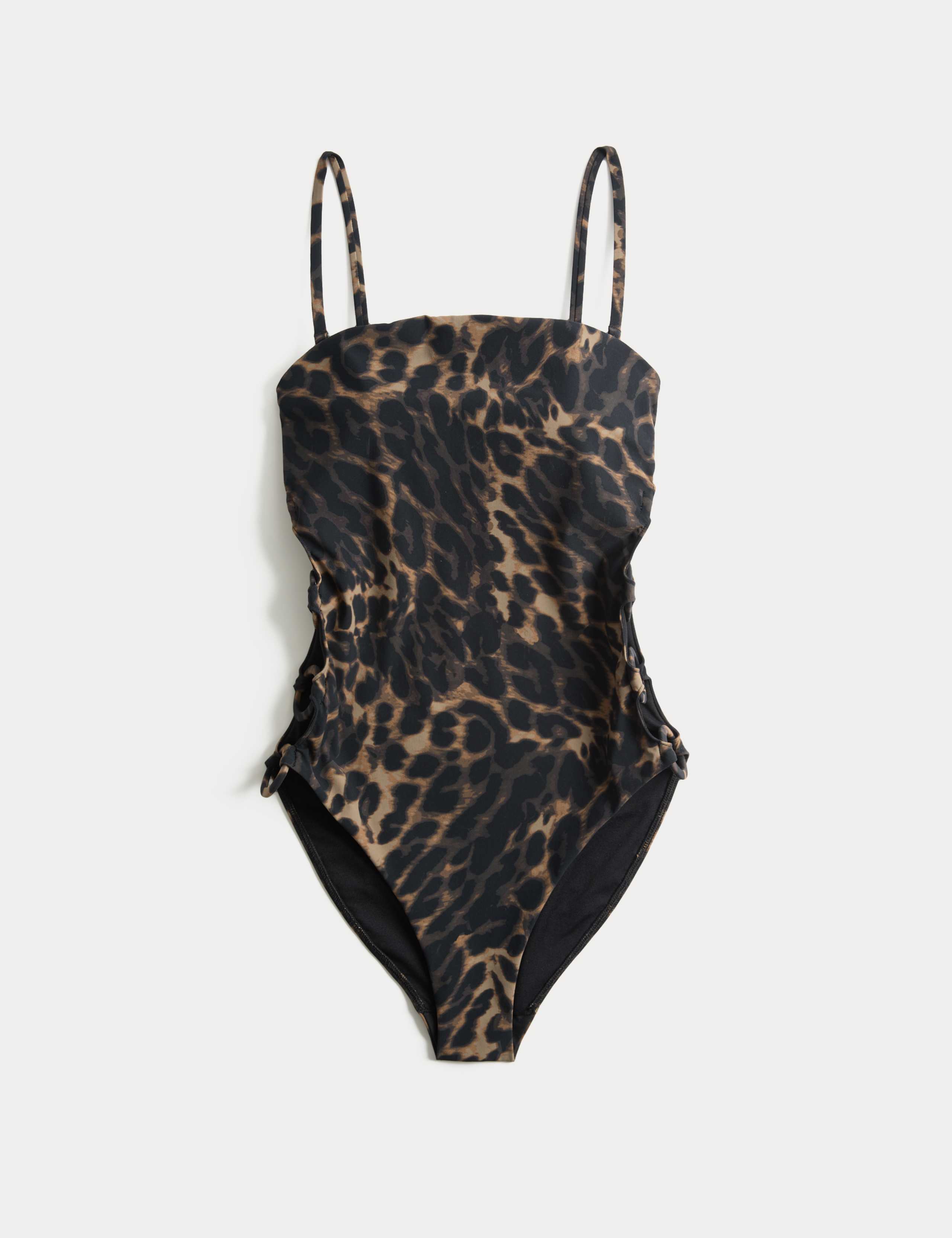 Animal Print Side Detail Bandeau Swimsuit 2 of 7