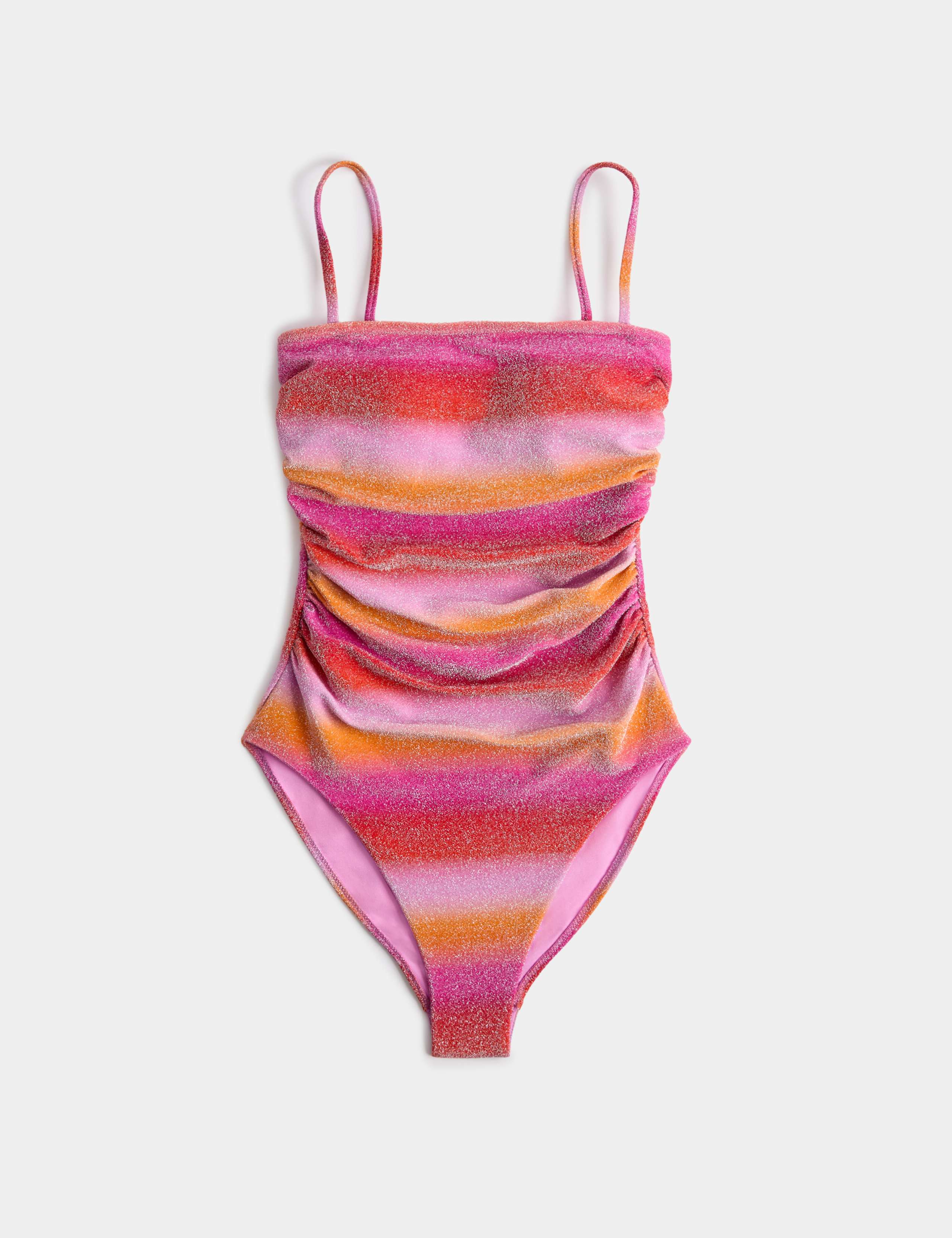 Ombre Padded Ruched Square Neck Swimsuit 1 of 1