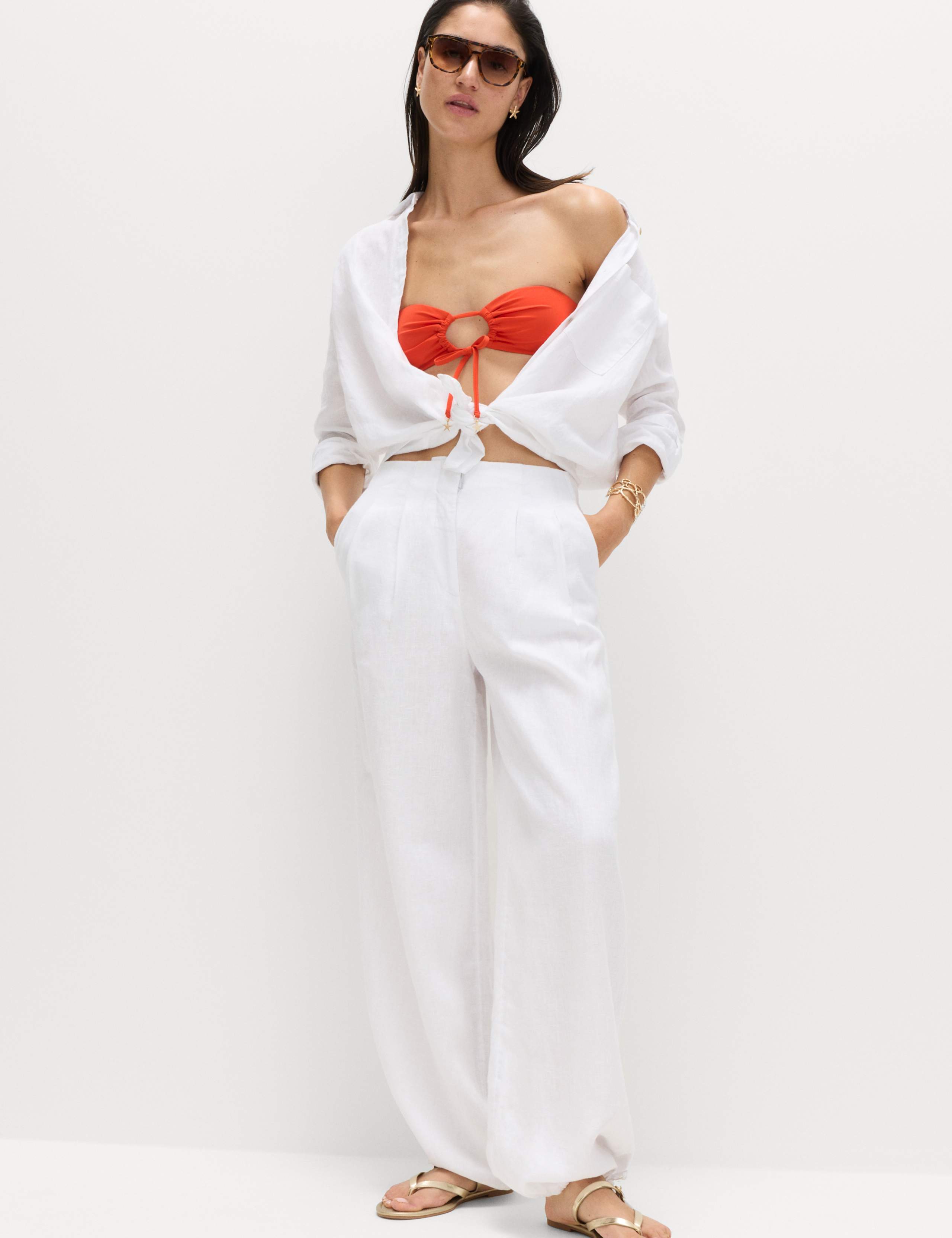 Padded Tie Front Bandeau Bikini Top 6 of 6