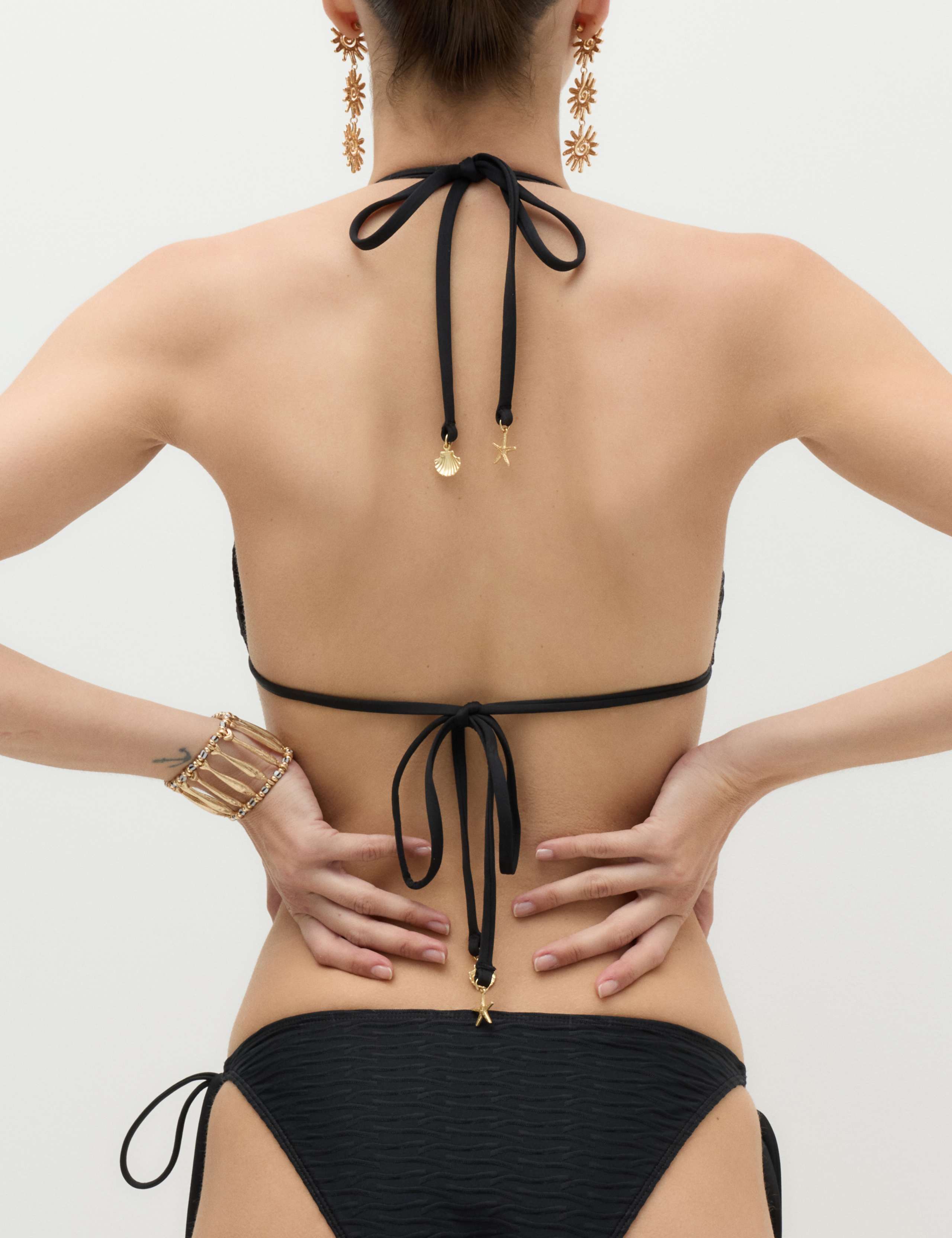 Trim Detail Textured Triangle Bikini Top 3 of 5