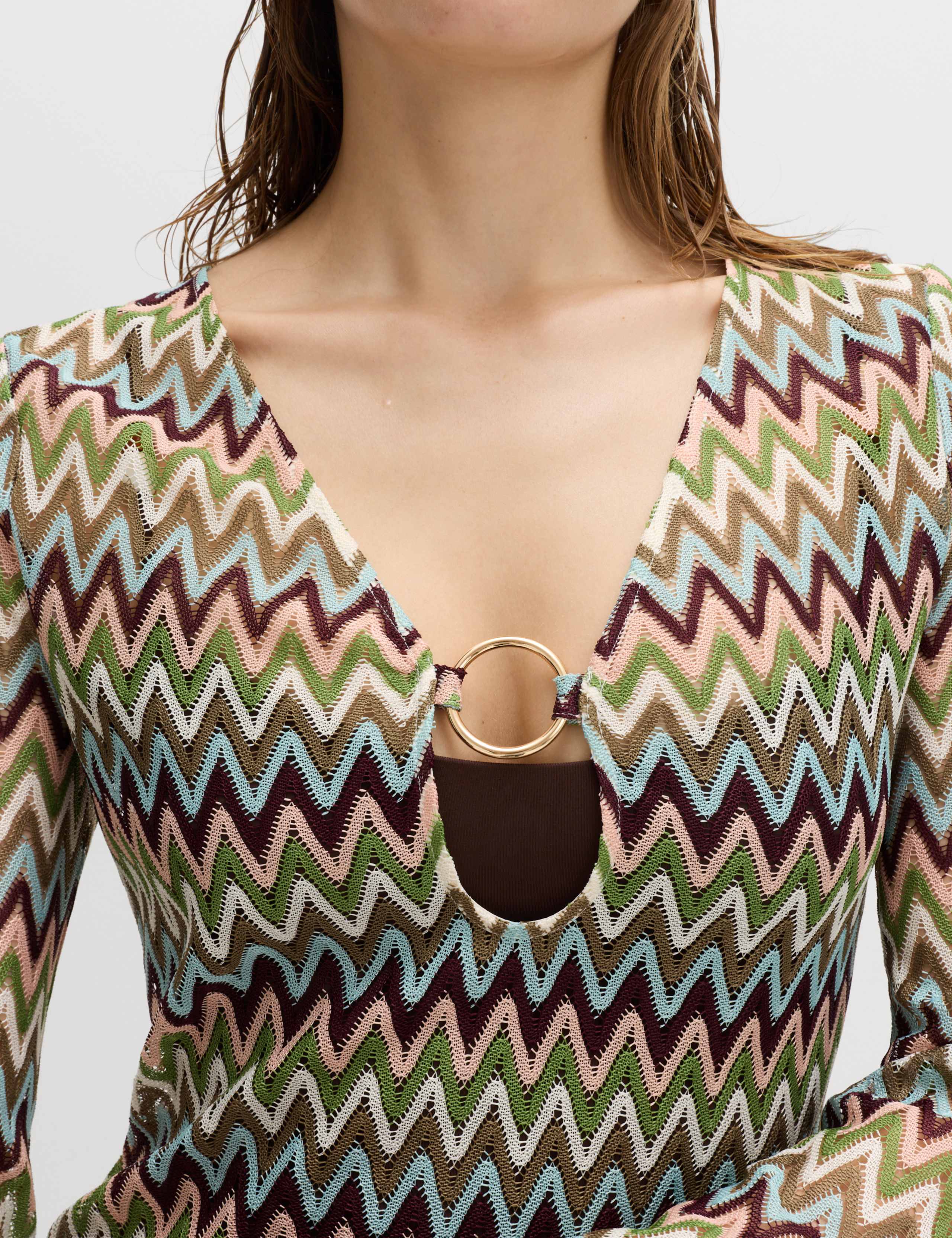 Textured V-Neck Mini Beach Dress 3 of 6