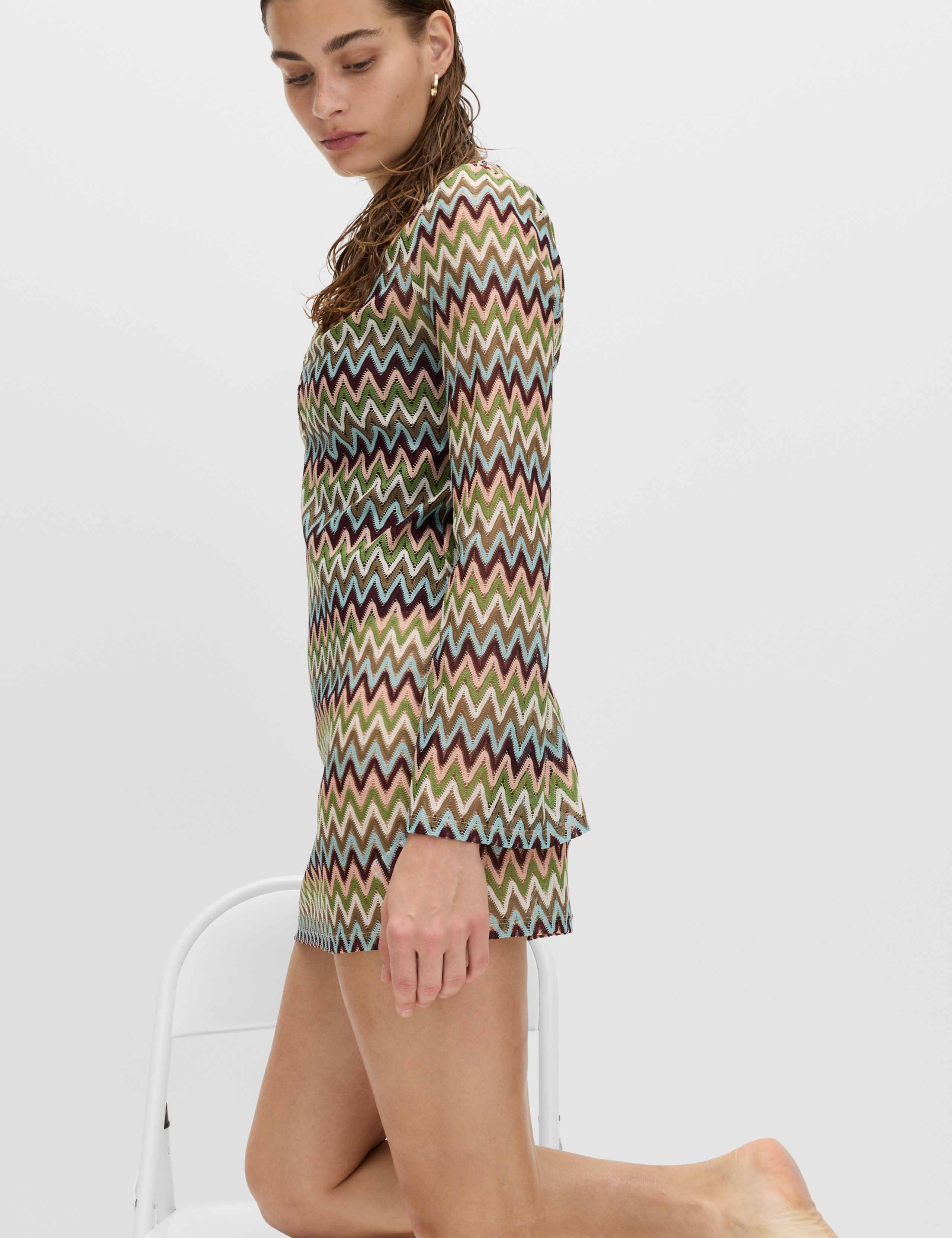 Textured V-Neck Mini Beach Dress 5 of 6
