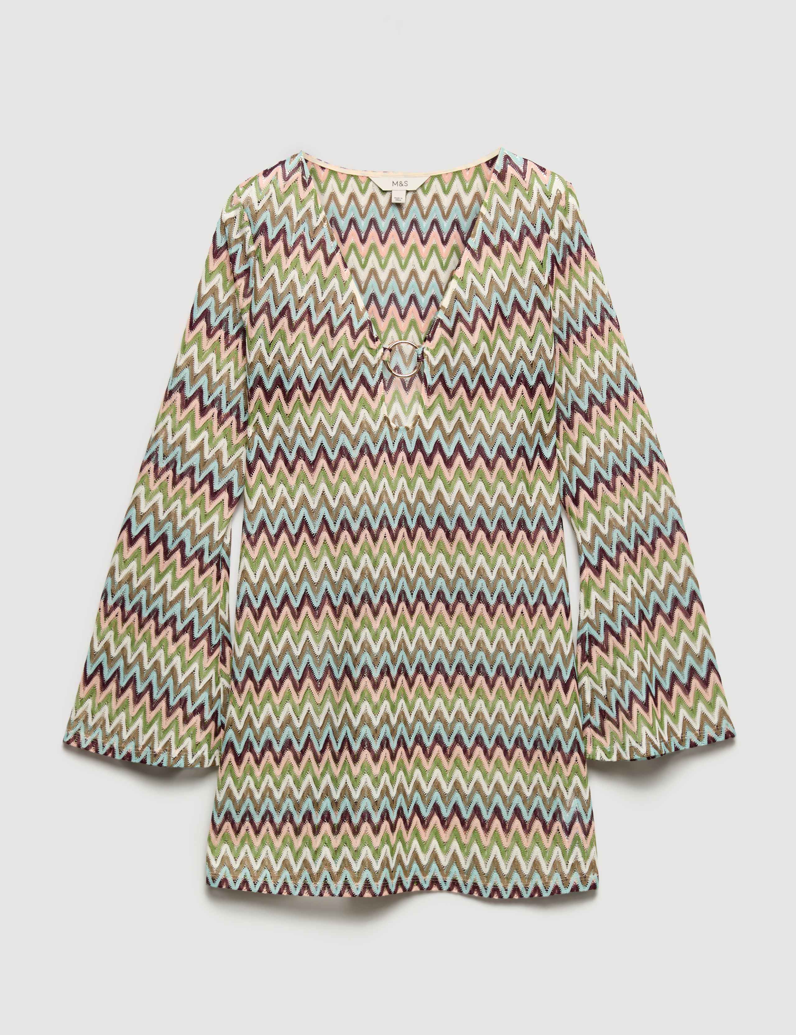 Textured V-Neck Mini Beach Dress 2 of 6