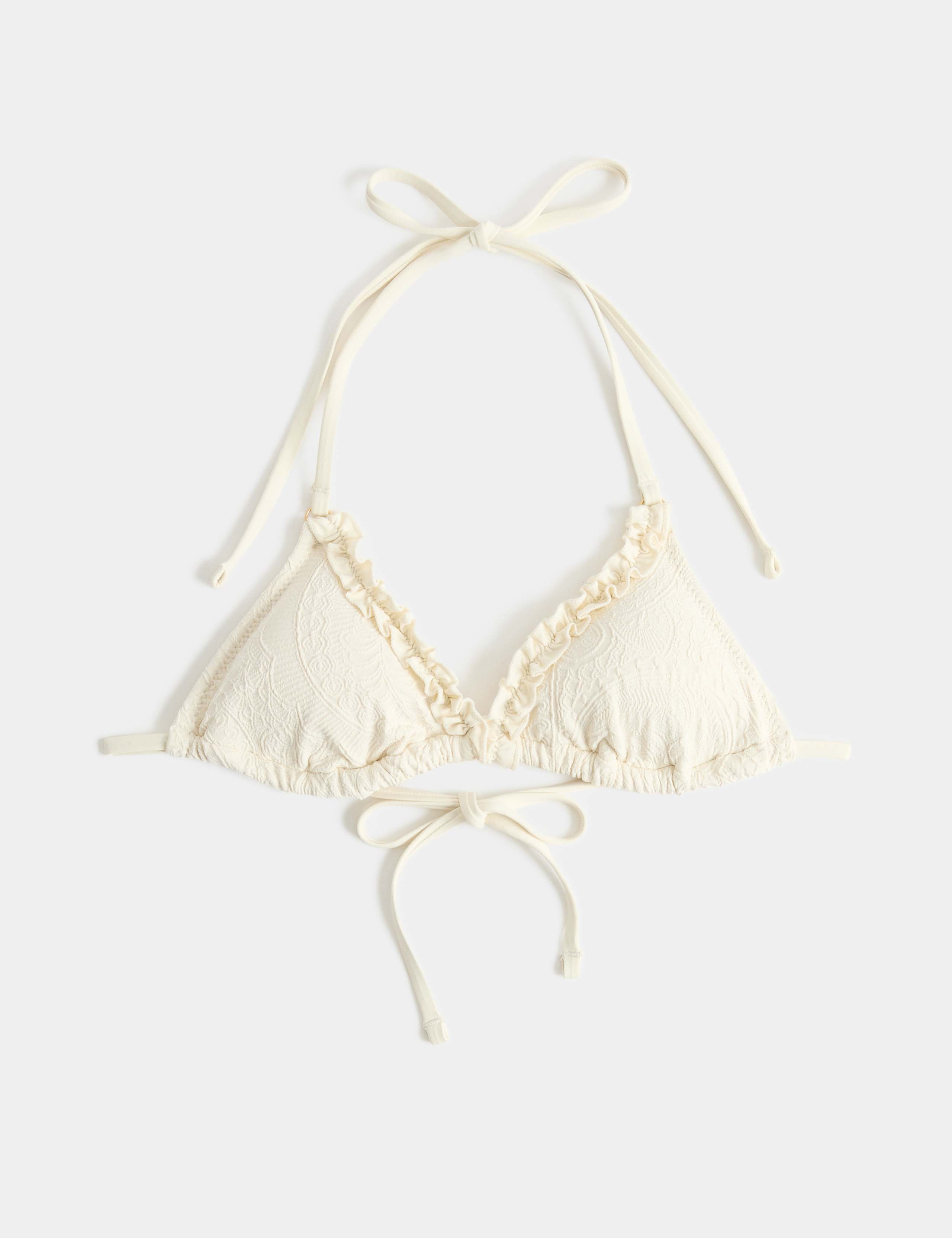 Textured Triangle Bikini Top With Tie Fastening 2 of 6