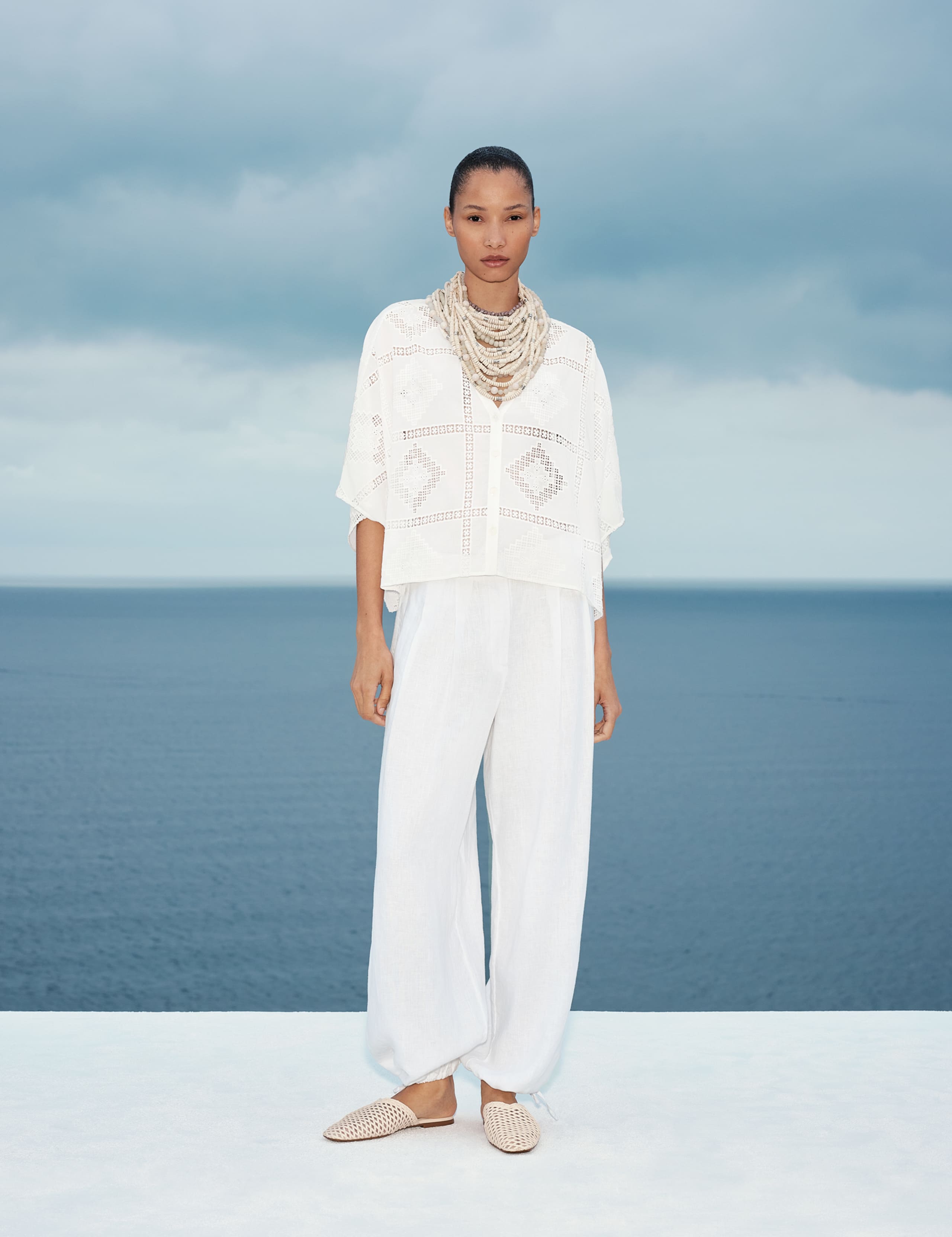 Pure Cotton Broderie Kaftan Top 1 of 8