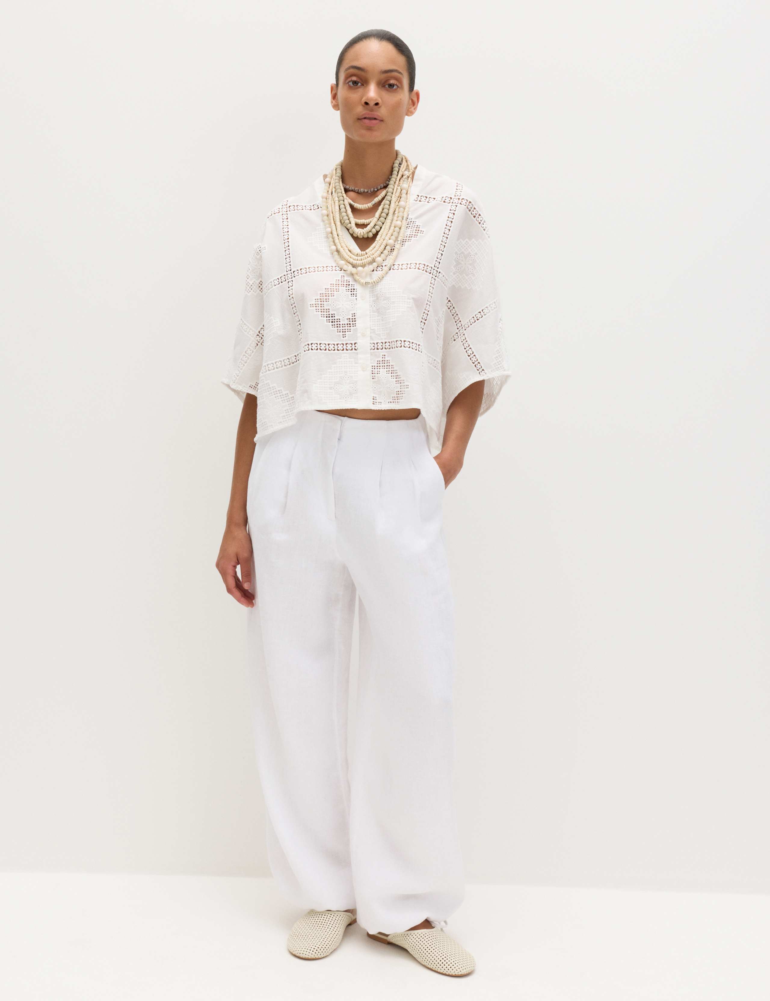 Pure Cotton Broderie Kaftan Top 3 of 8