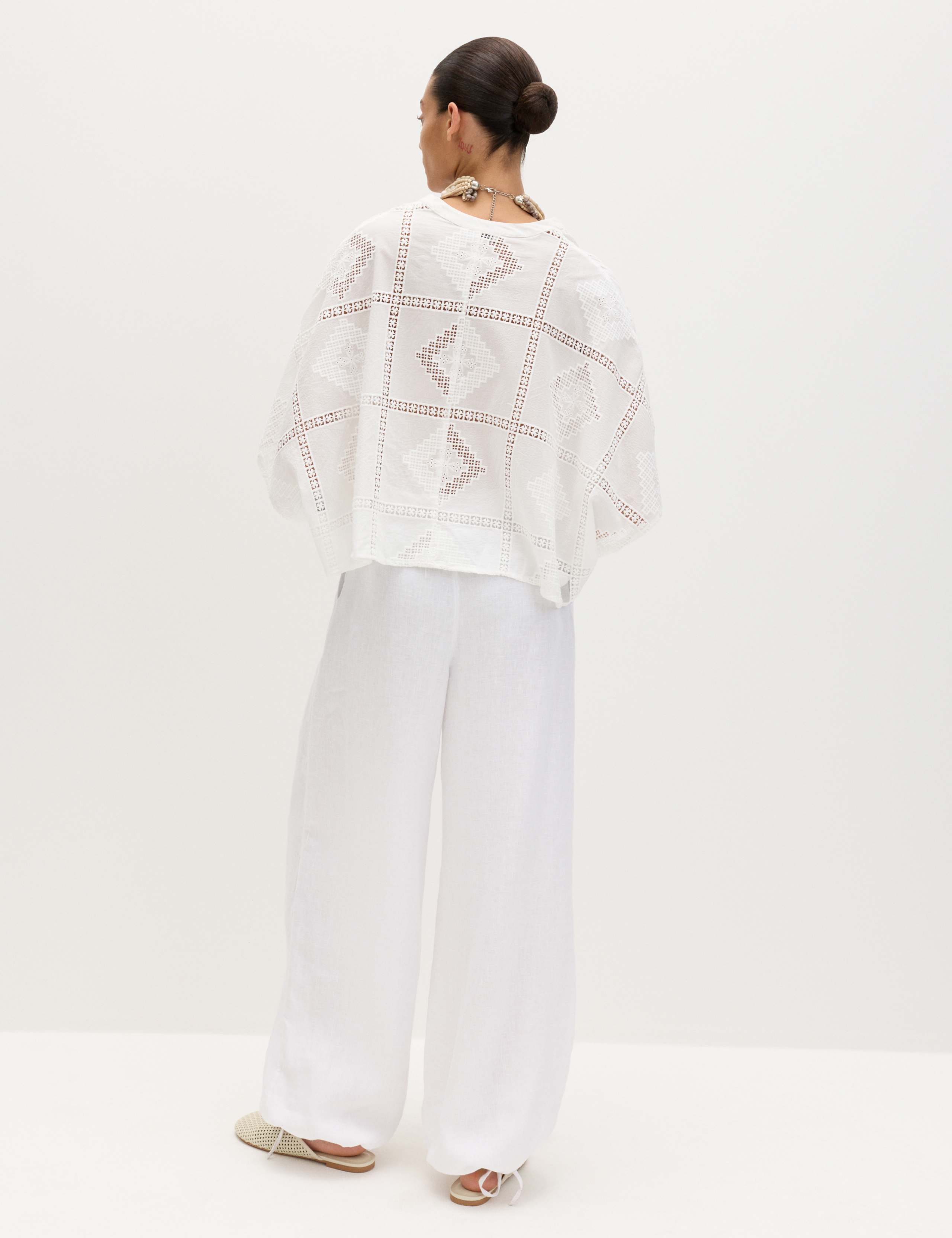 Pure Cotton Broderie Kaftan Top 4 of 8