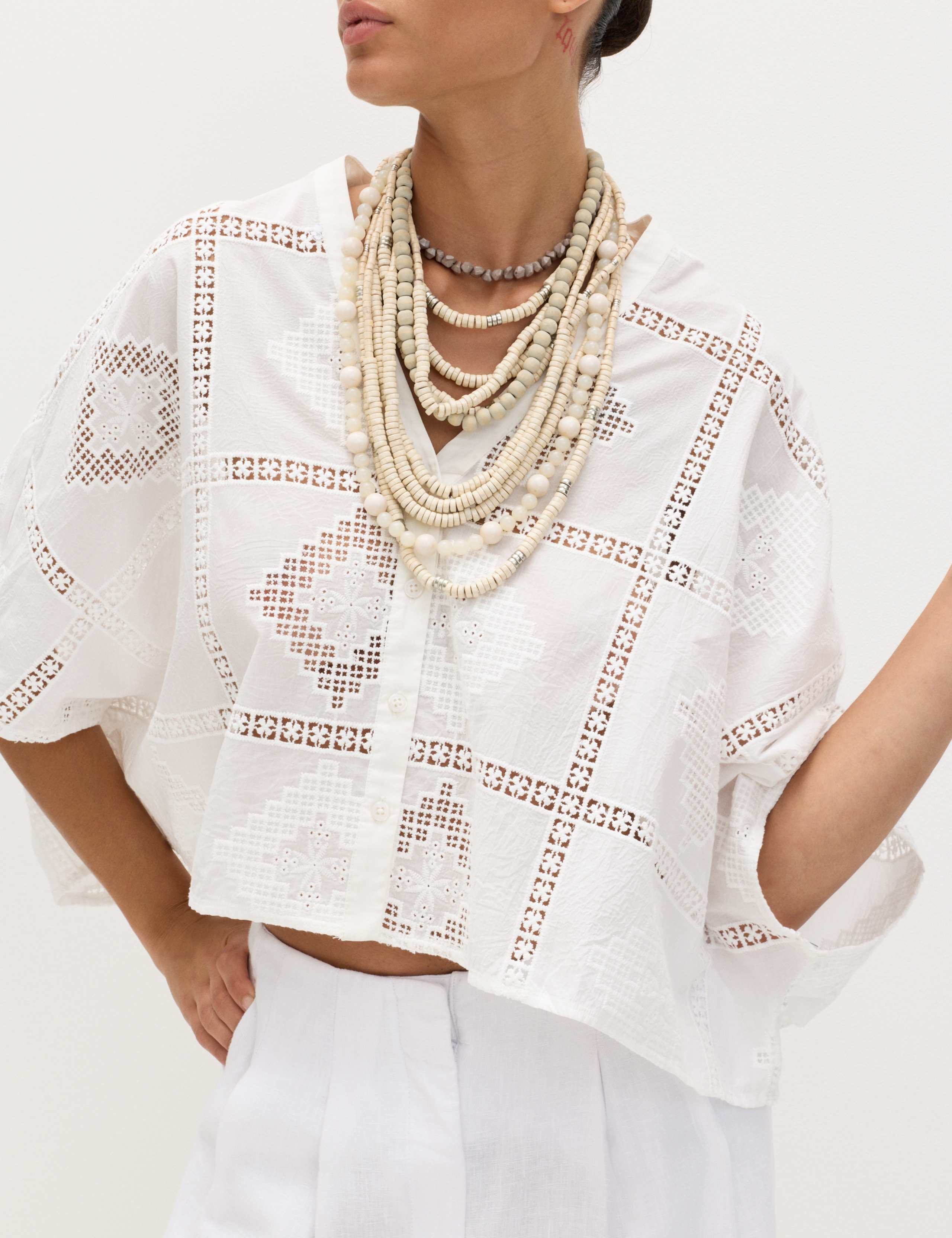 Pure Cotton Broderie Kaftan Top 5 of 8