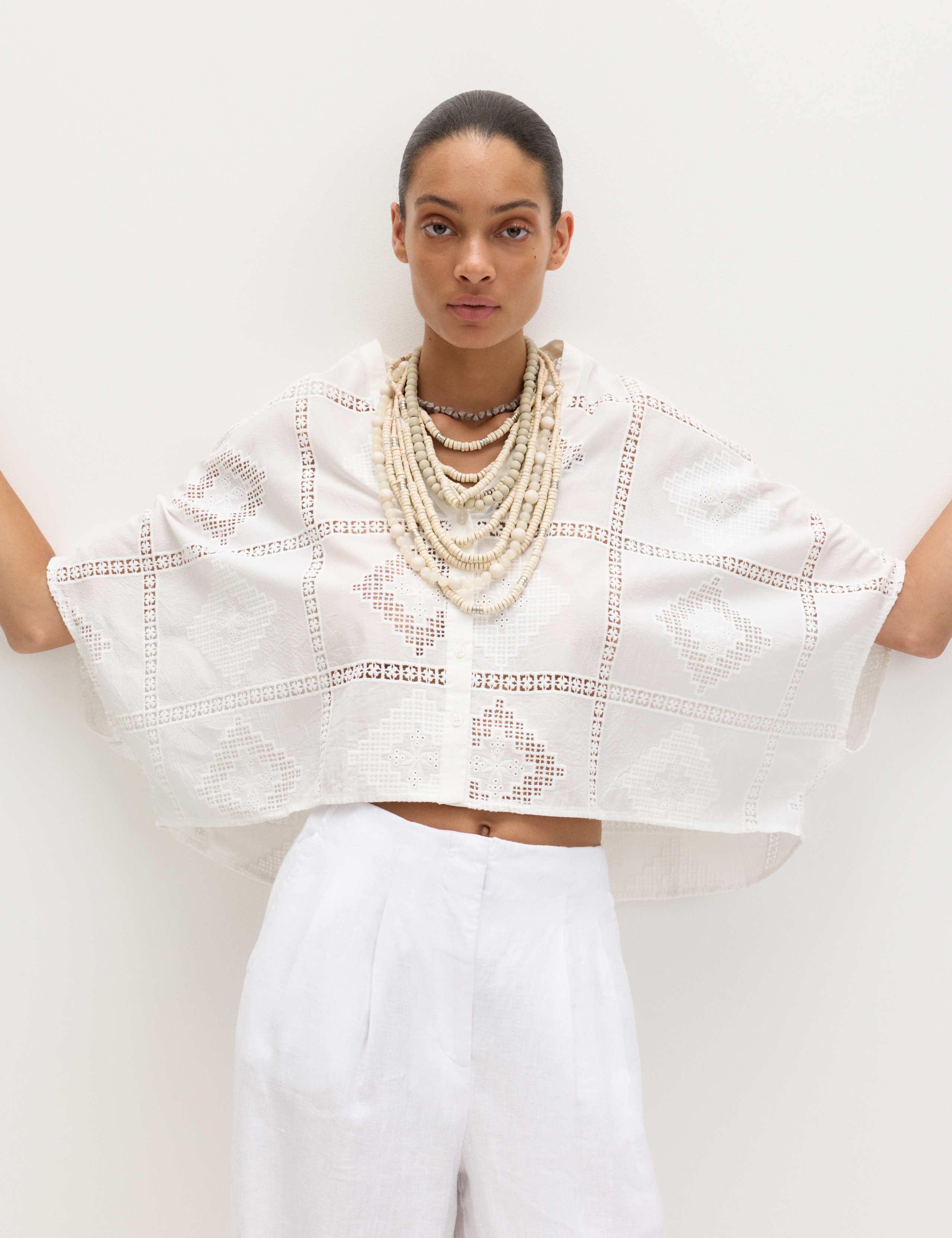 Pure Cotton Broderie Kaftan Top 8 of 8