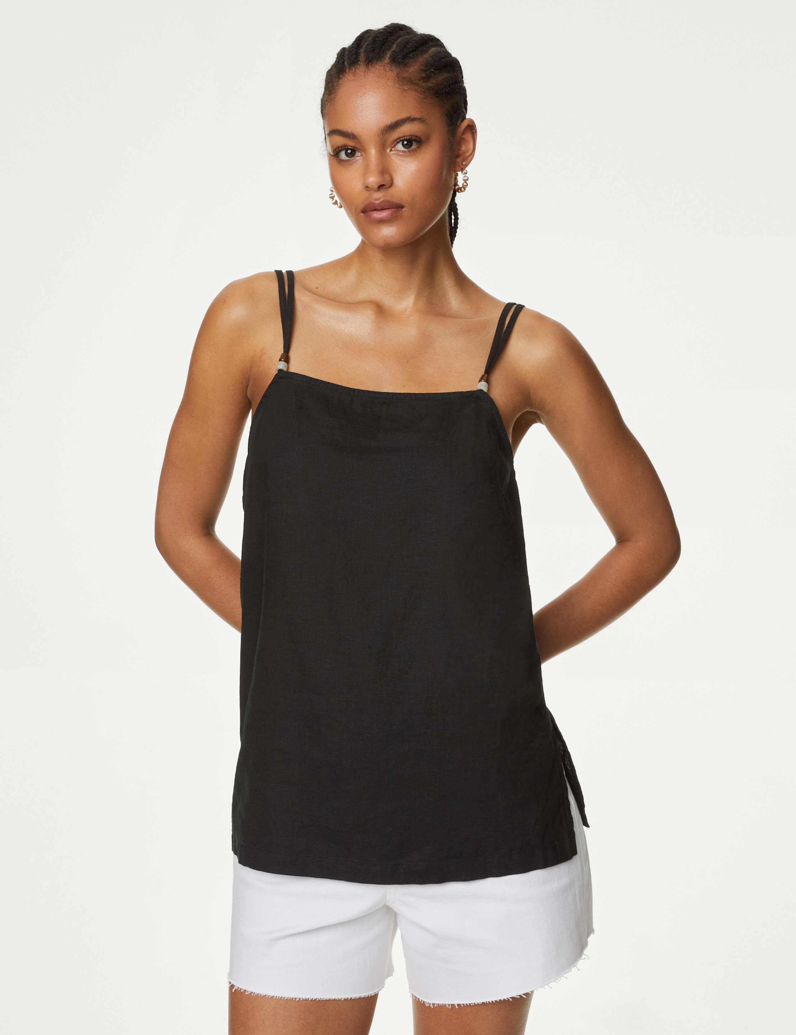 Linen Rich Beaded Longline Cami Top 5 of 7