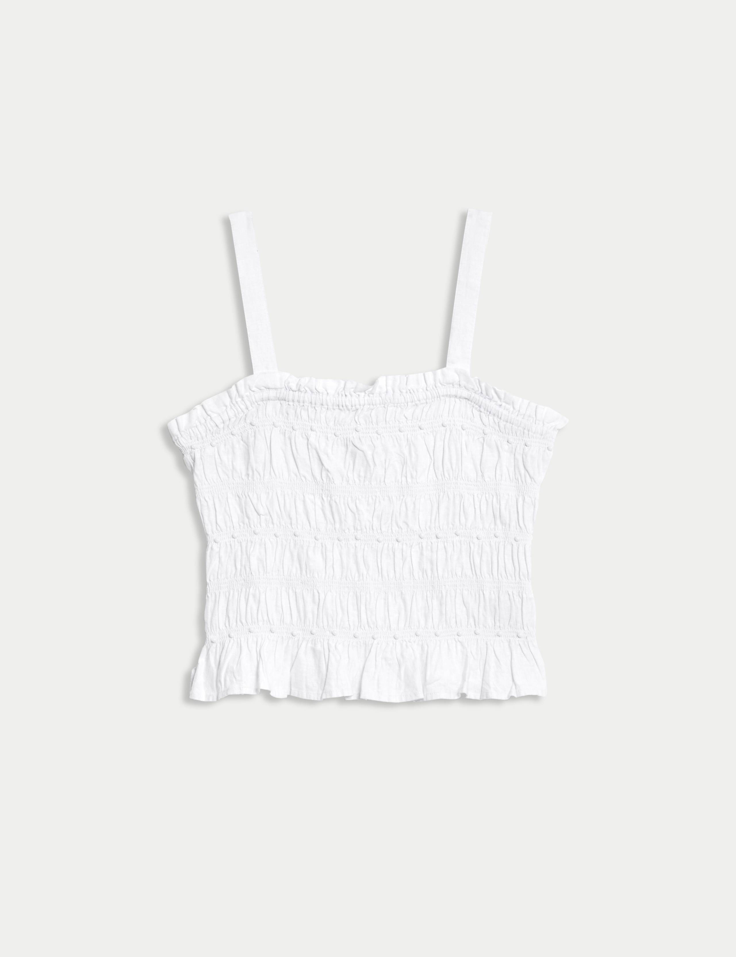 Linen Rich Square Neck Smocked Cami Top 1 of 1