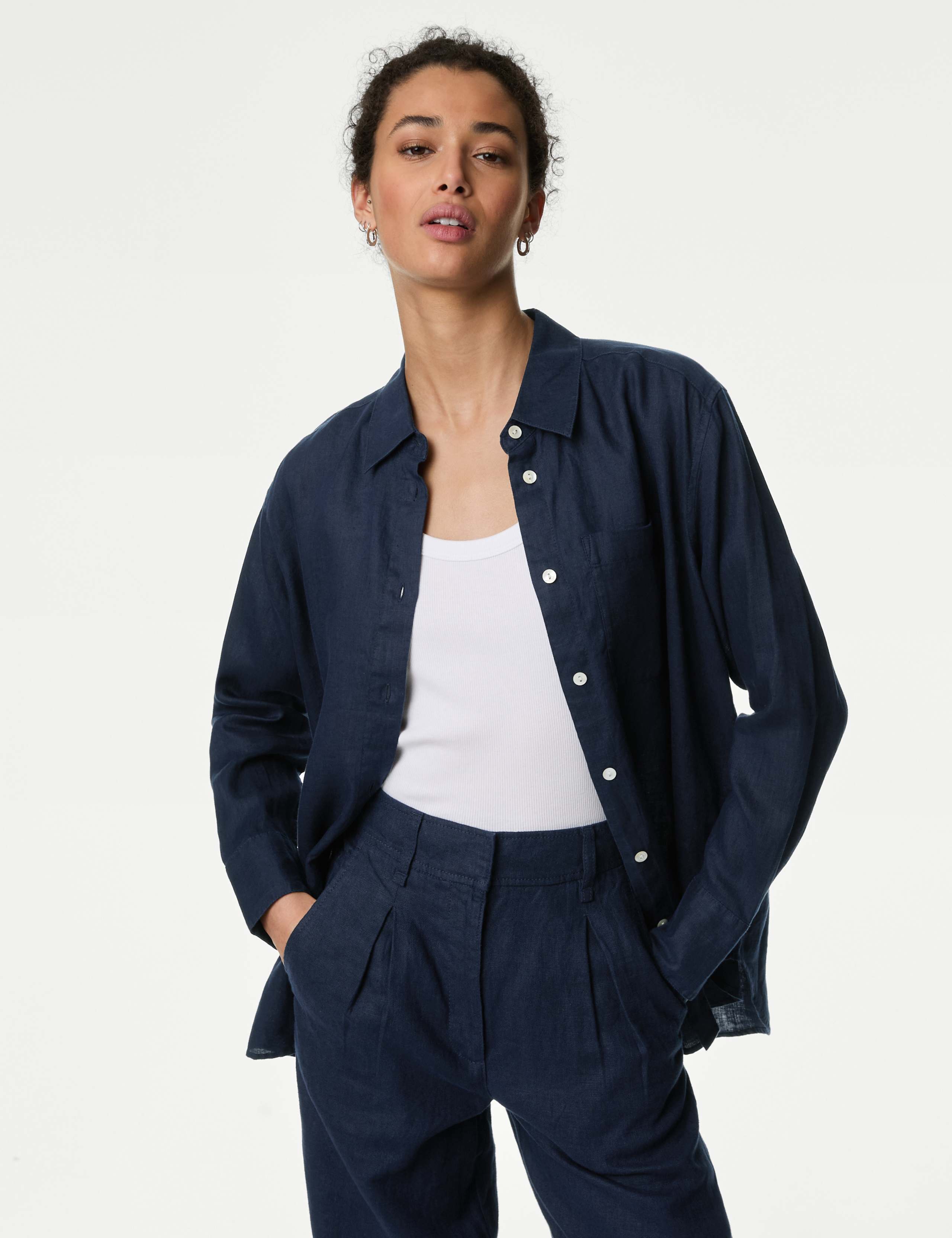 Pure Linen Relaxed Collared Shirt 3 of 5
