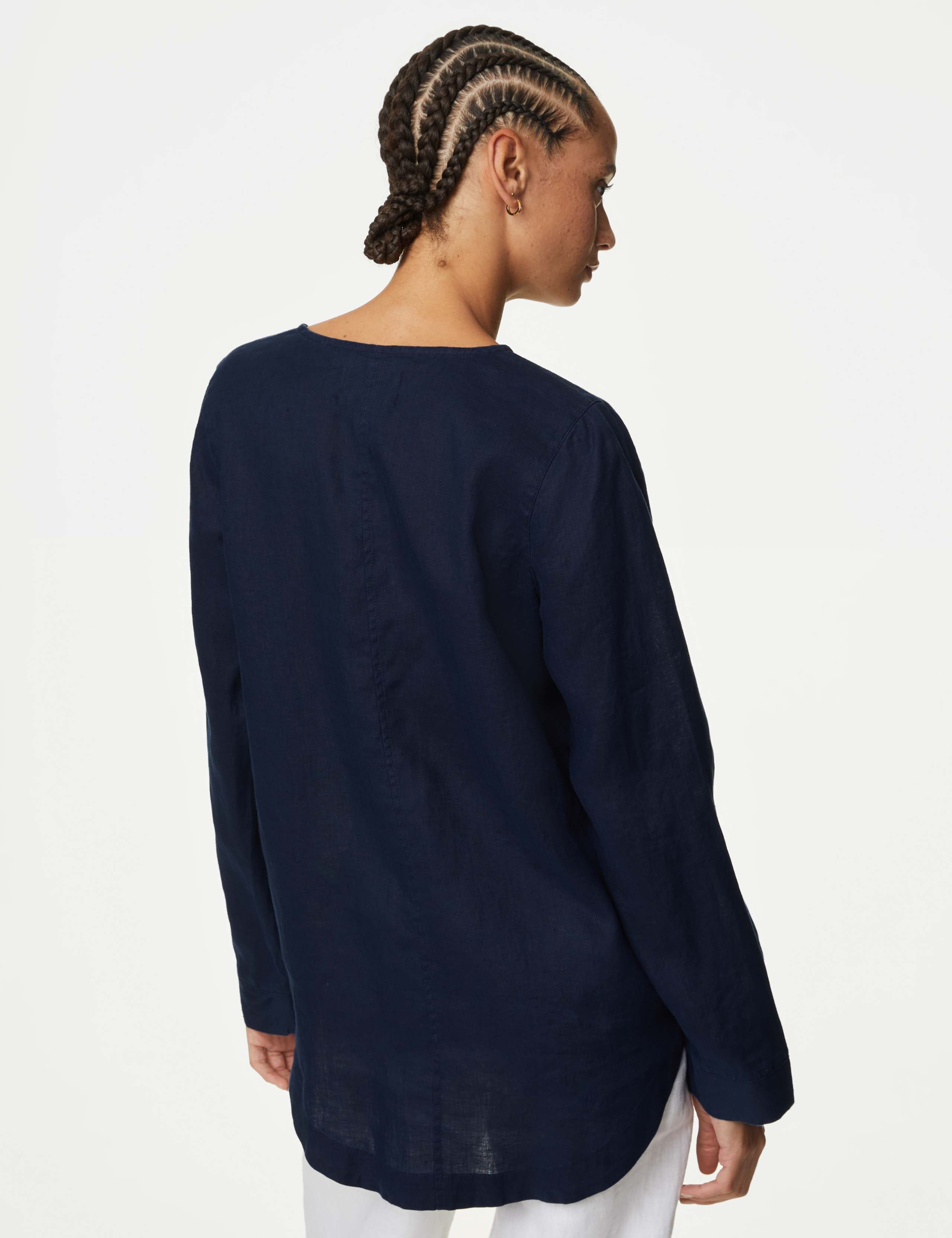 Pure Linen Long Sleeve Popover Blouse 5 of 5