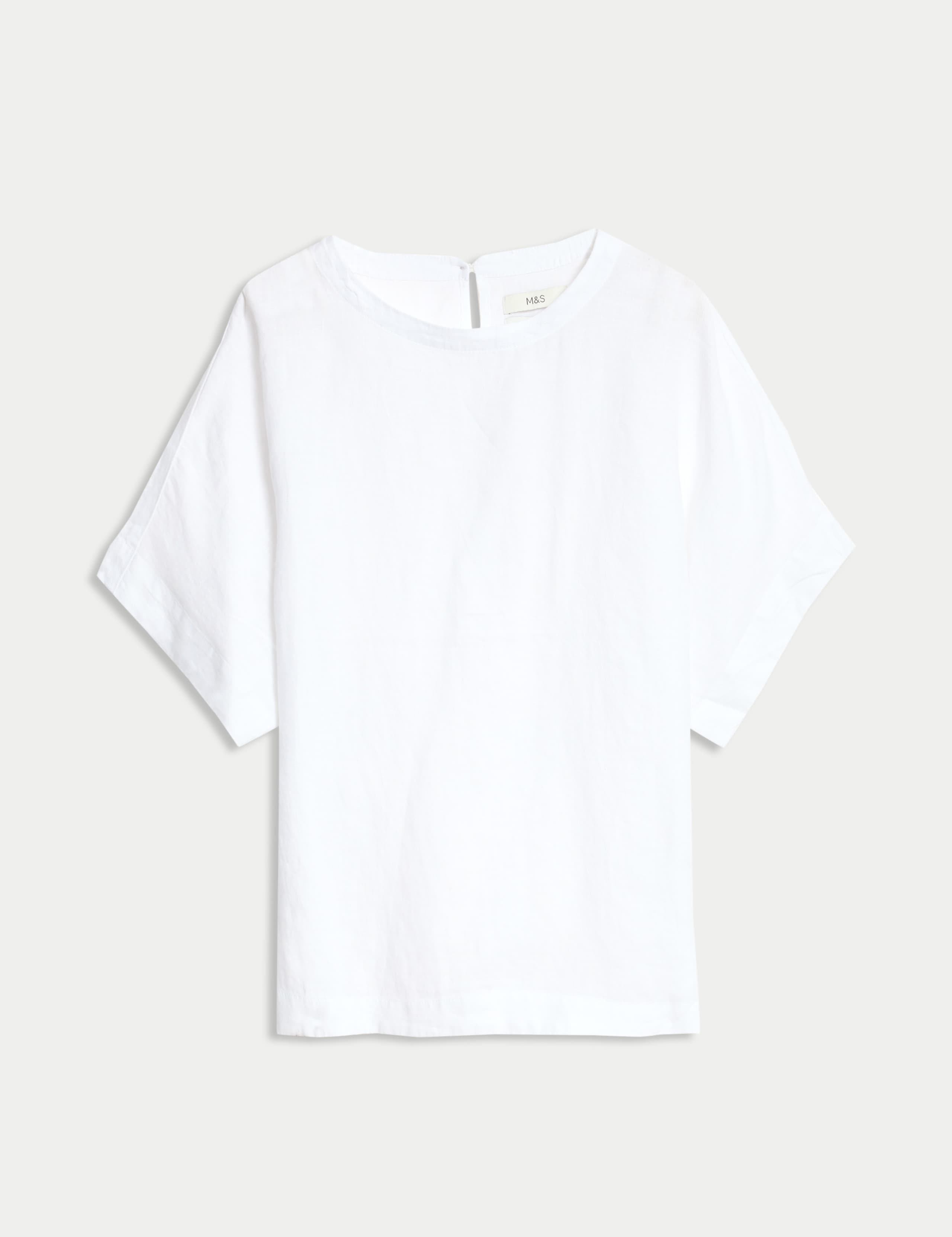 Pure Linen Round Neck Relaxed Blouse 2 of 5