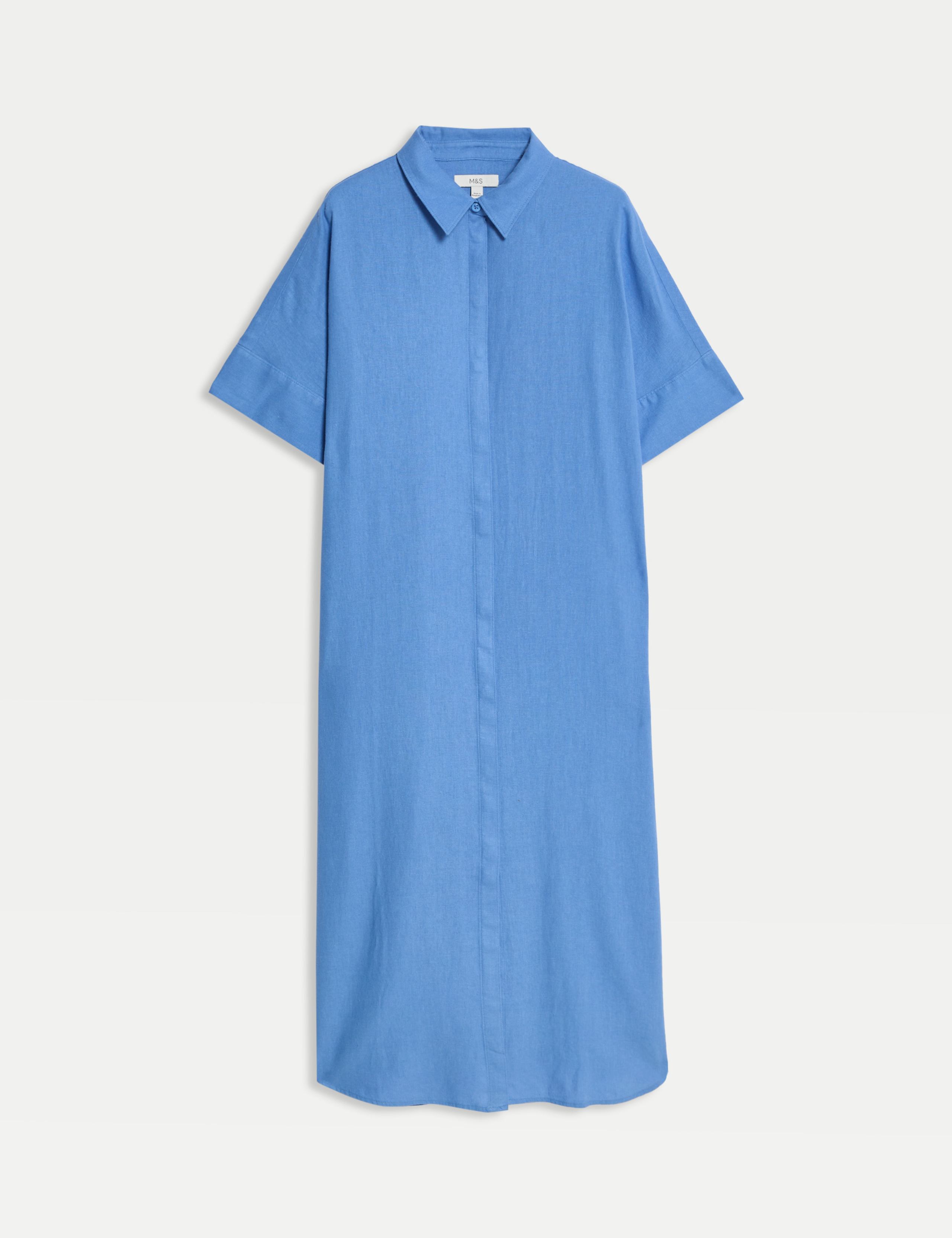 Linen Rich Collared Midi Shirt Dress 1 of 1