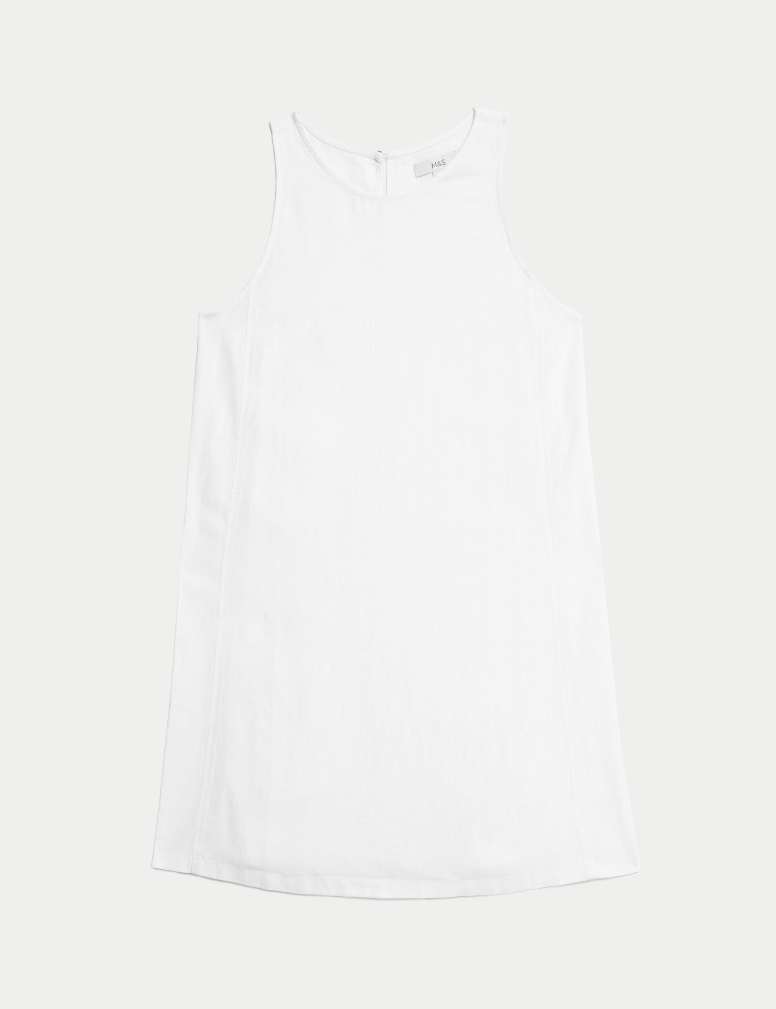 Linen Rich Round Neck Mini Shift Dress 2 of 6