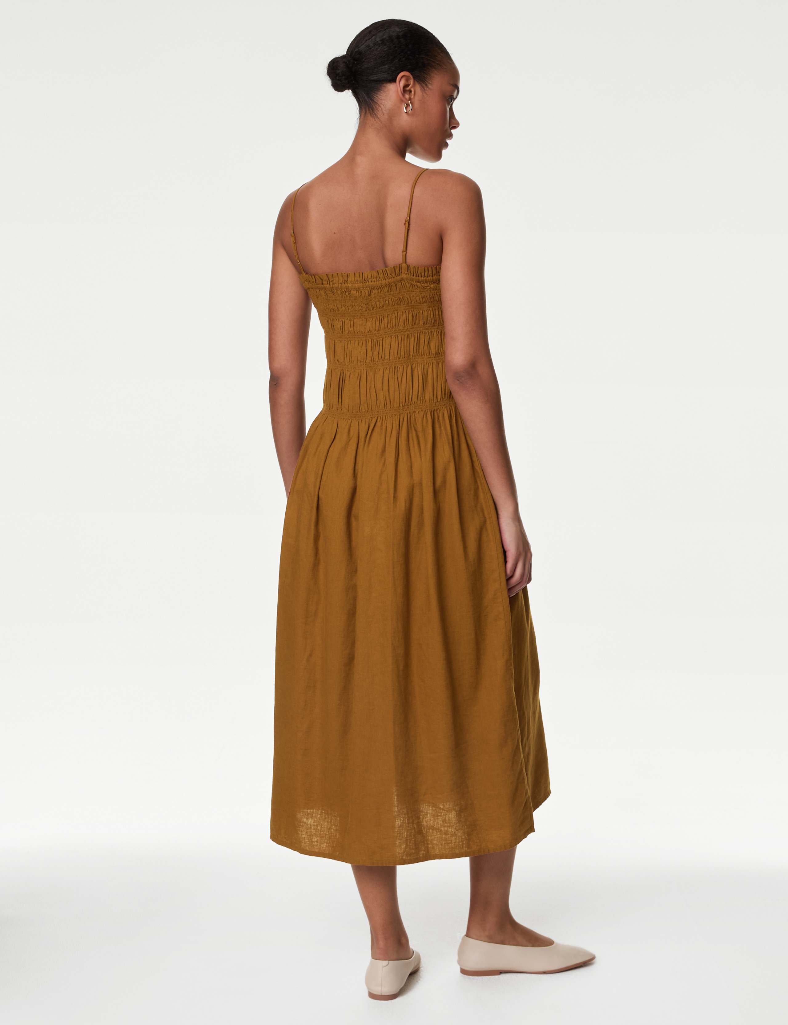 Linen Rich Square Neck Midi Slip Dress 4 of 4