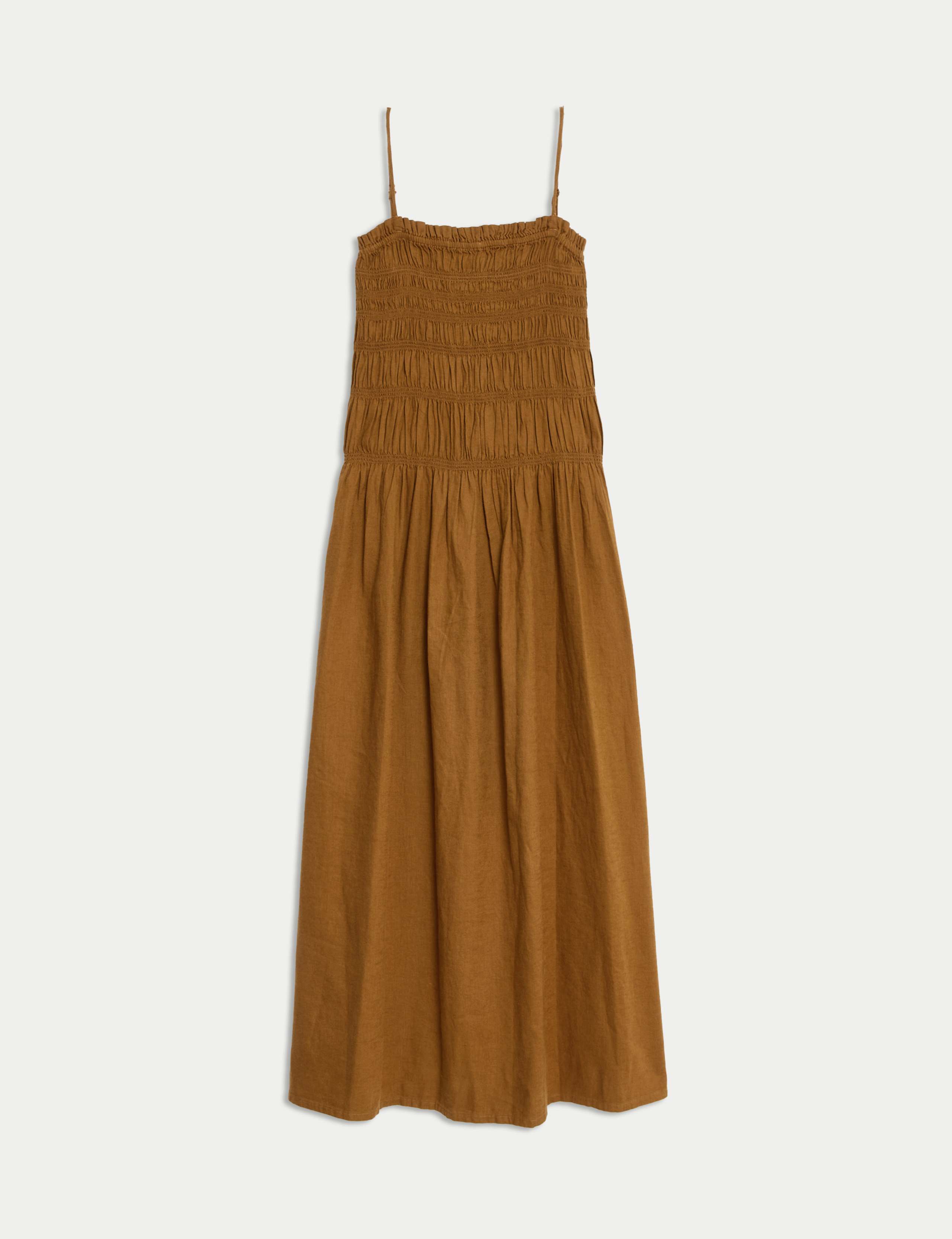 Linen Rich Square Neck Midi Slip Dress 2 of 4