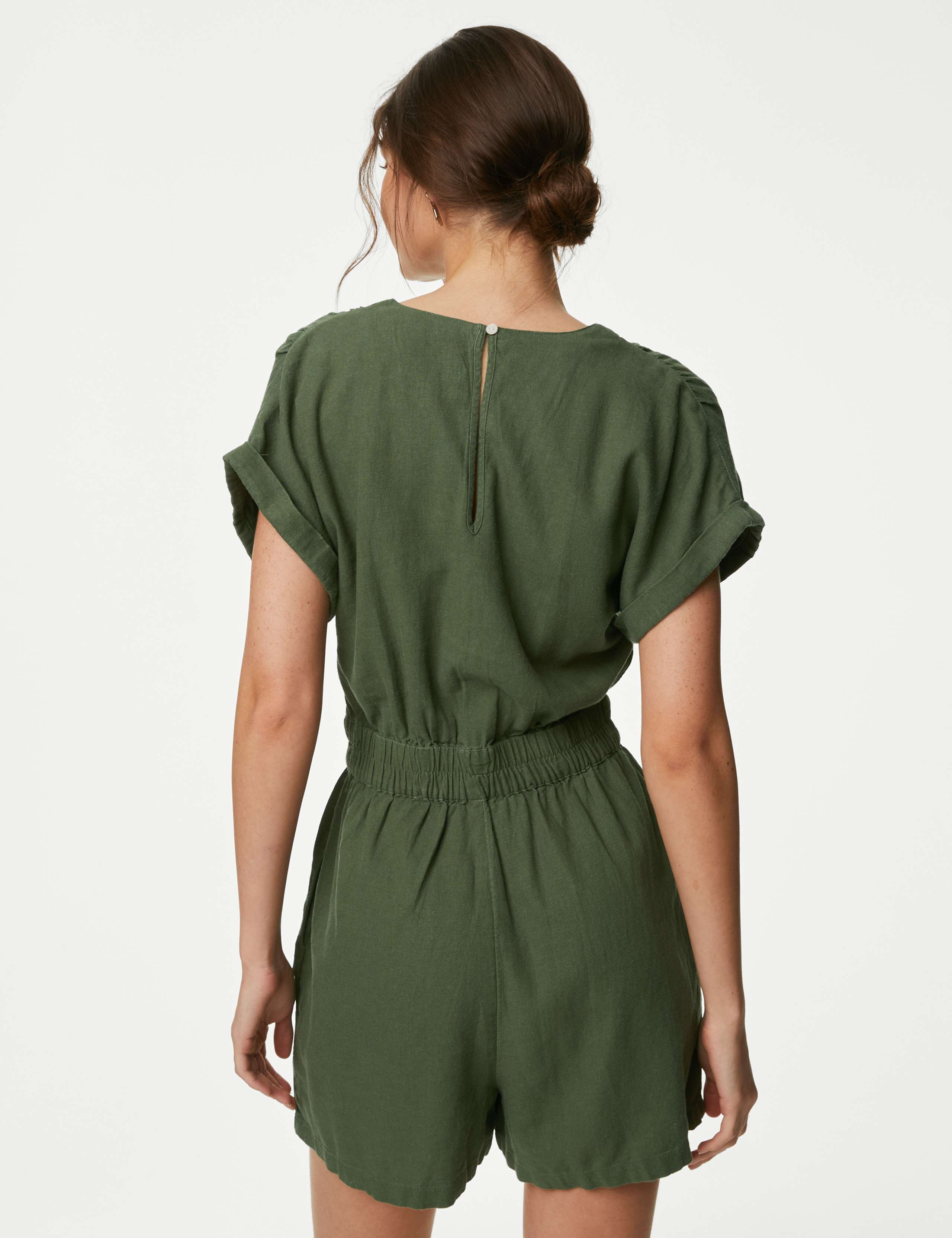Linen Rich V-Neck Short Sleeve Playsuit 5 of 5