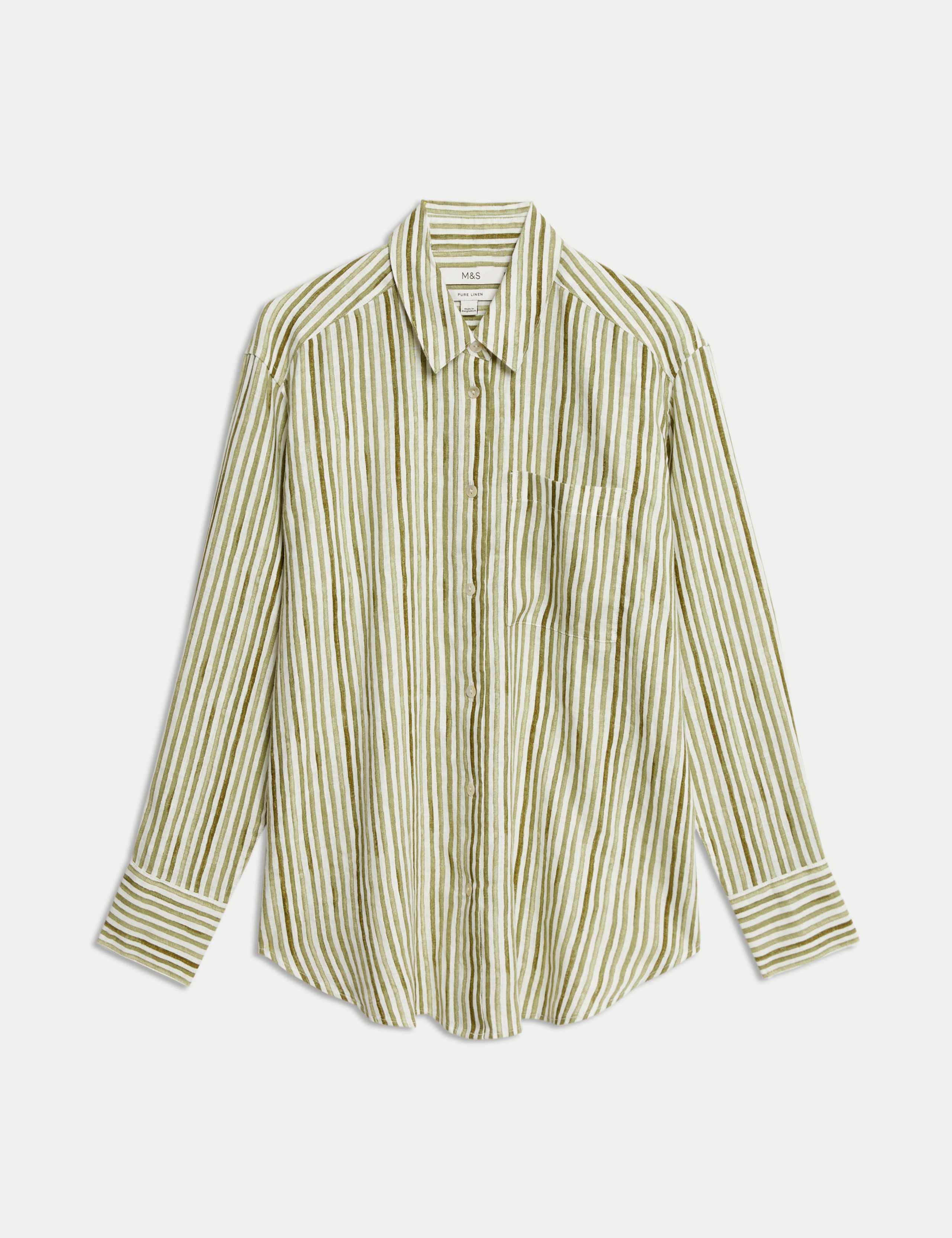 Pure Linen Striped Oversized Shirt 2 of 5