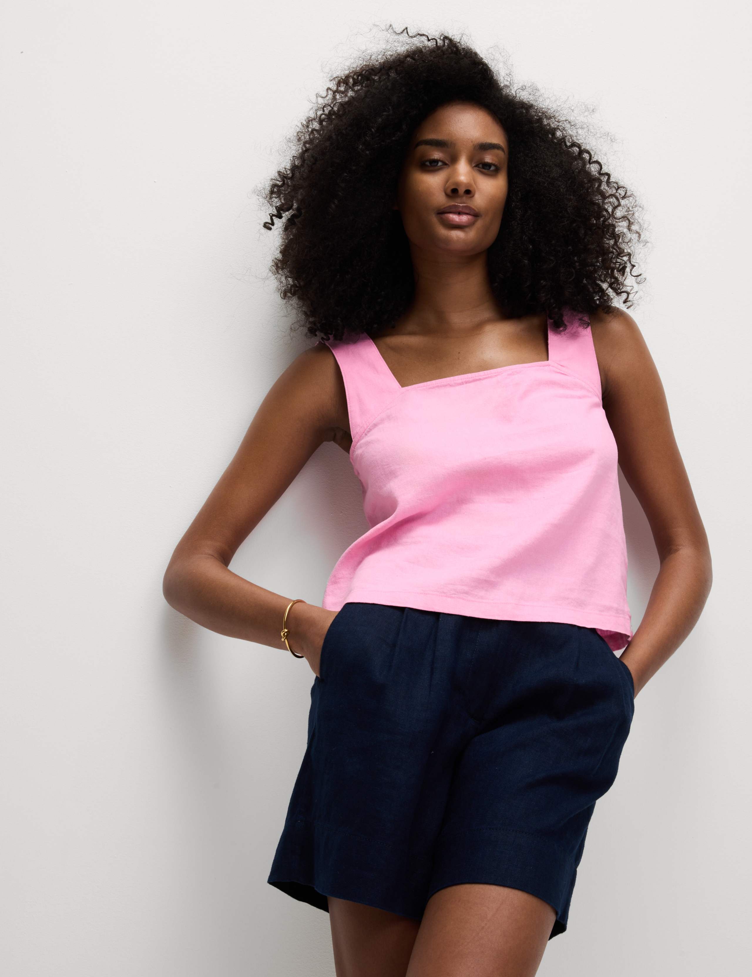 Linen Rich Square Neck Vest Top 3 of 5