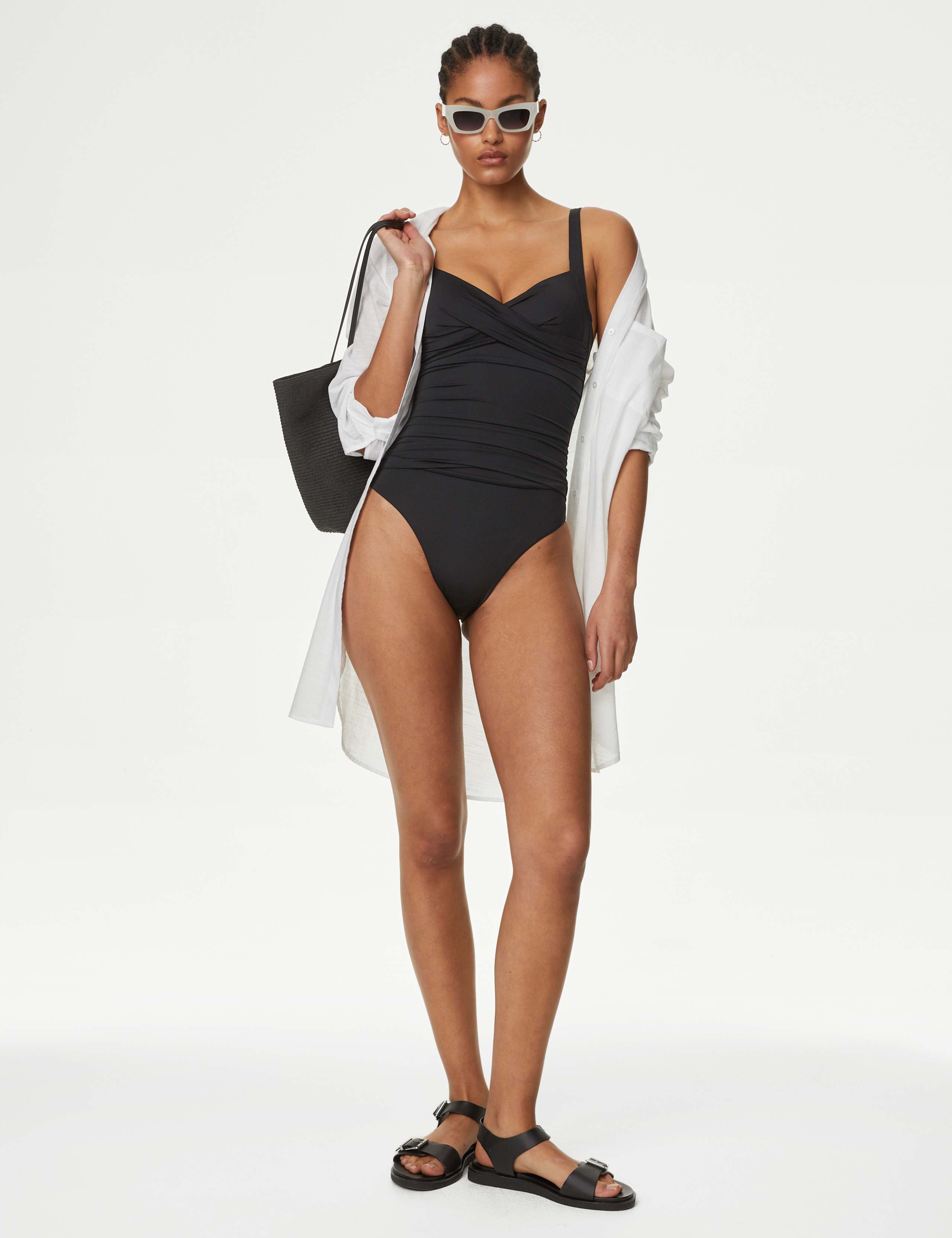 360 Tummy Control Ruched Plunge Swimsuit 1 of 5
