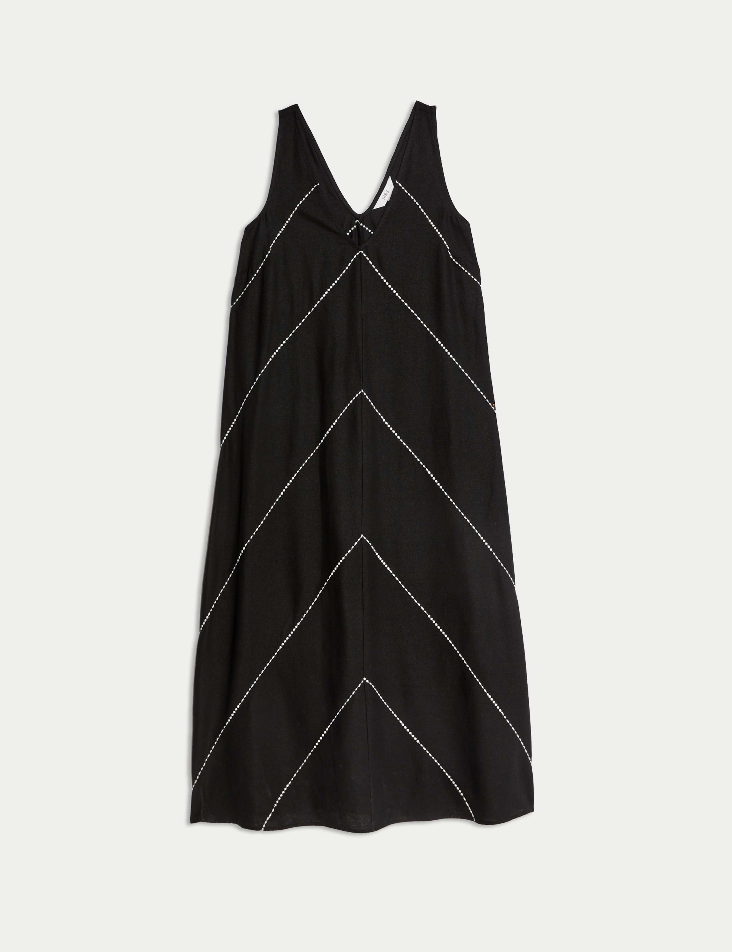 Linen Blend Embroidered Midaxi Shift Dress 2 of 5