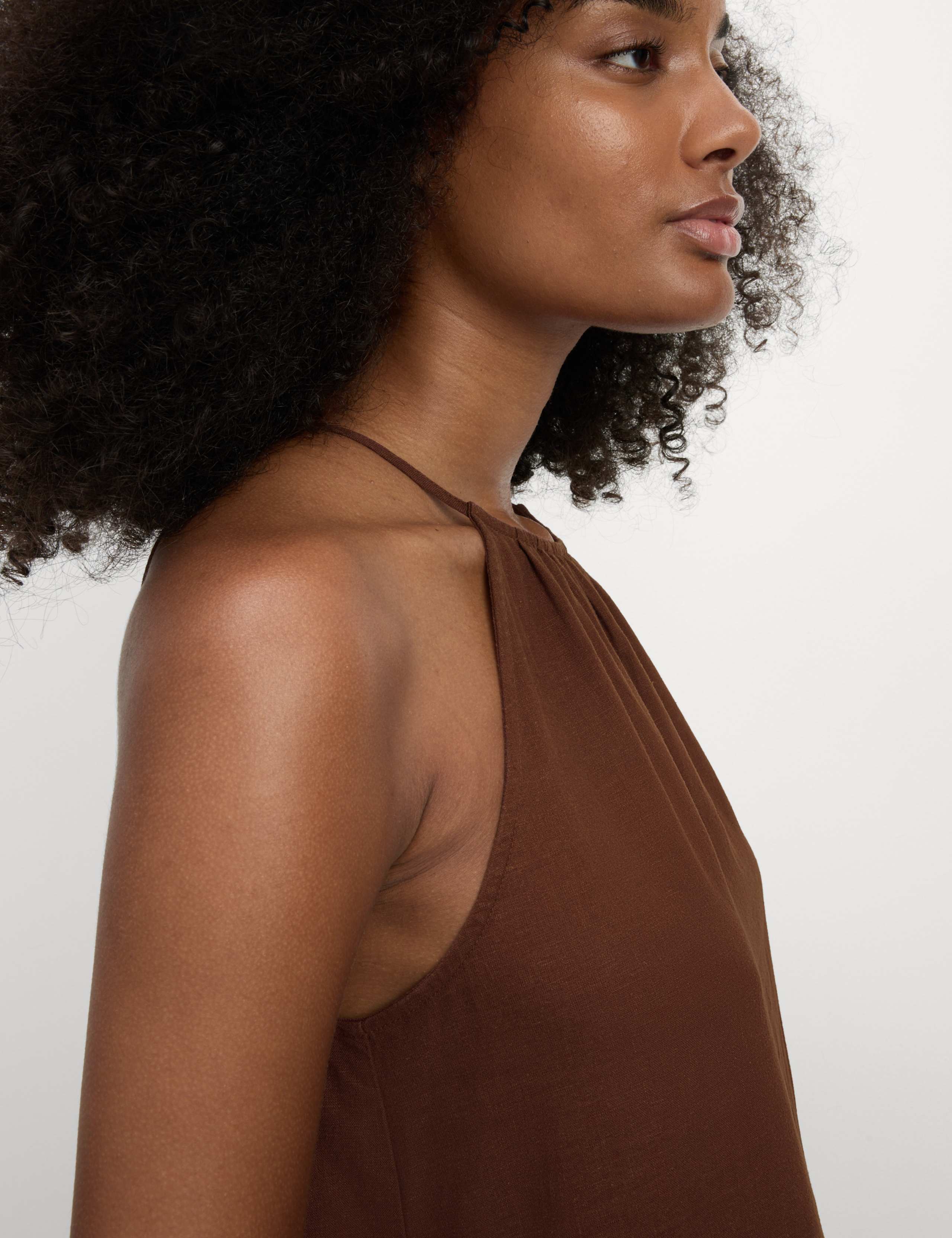 Linen Rich Halter Neck Midaxi Swing Dress 3 of 5