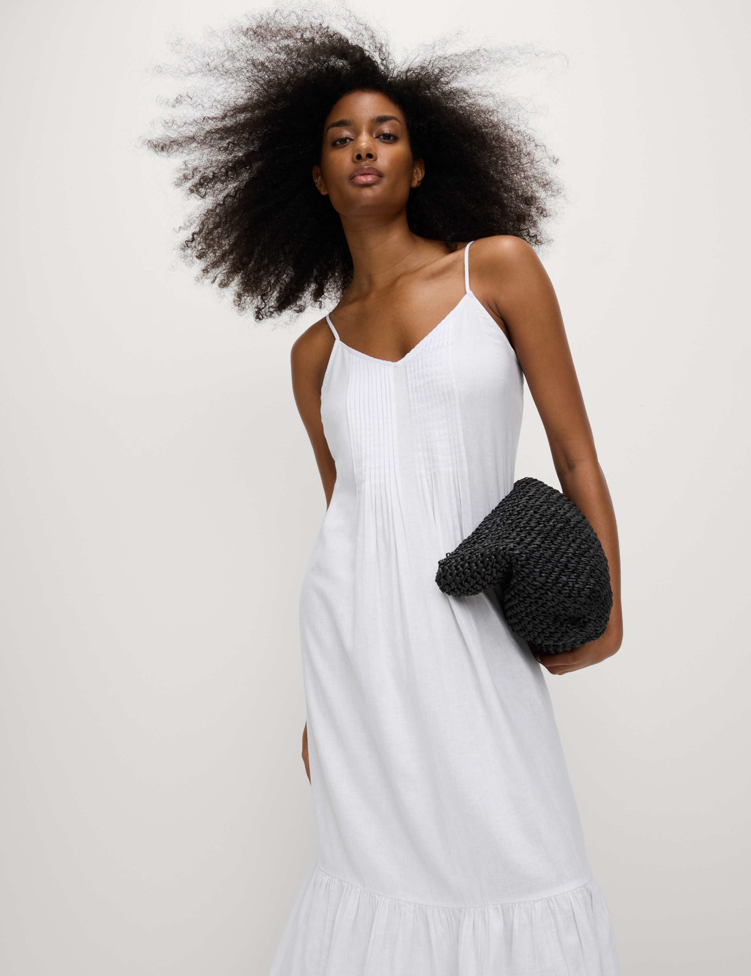 Linen Rich V-Neck Strappy Midaxi Dress 3 of 4