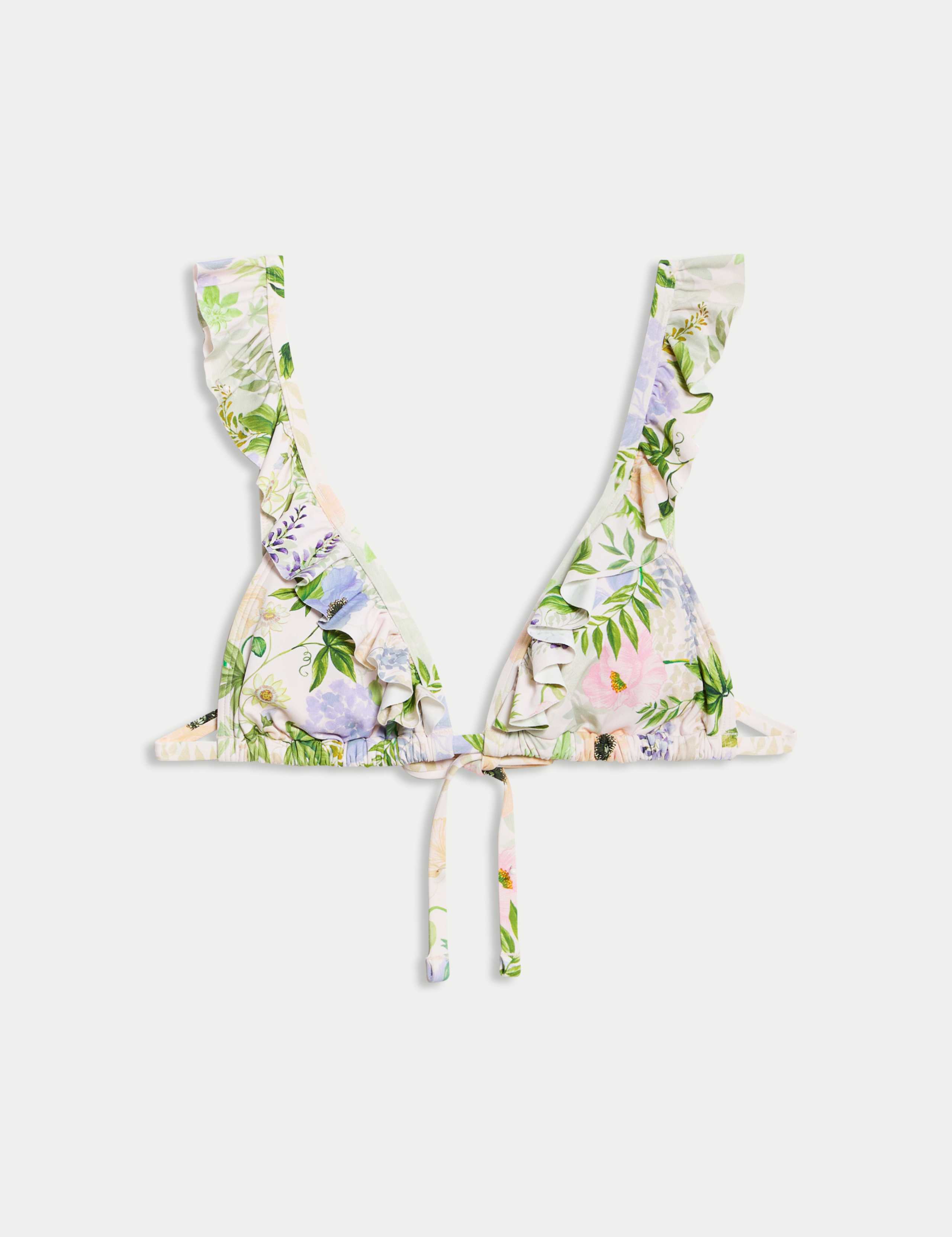 Printed Ruffle Plunge Bikini Top 2 of 5