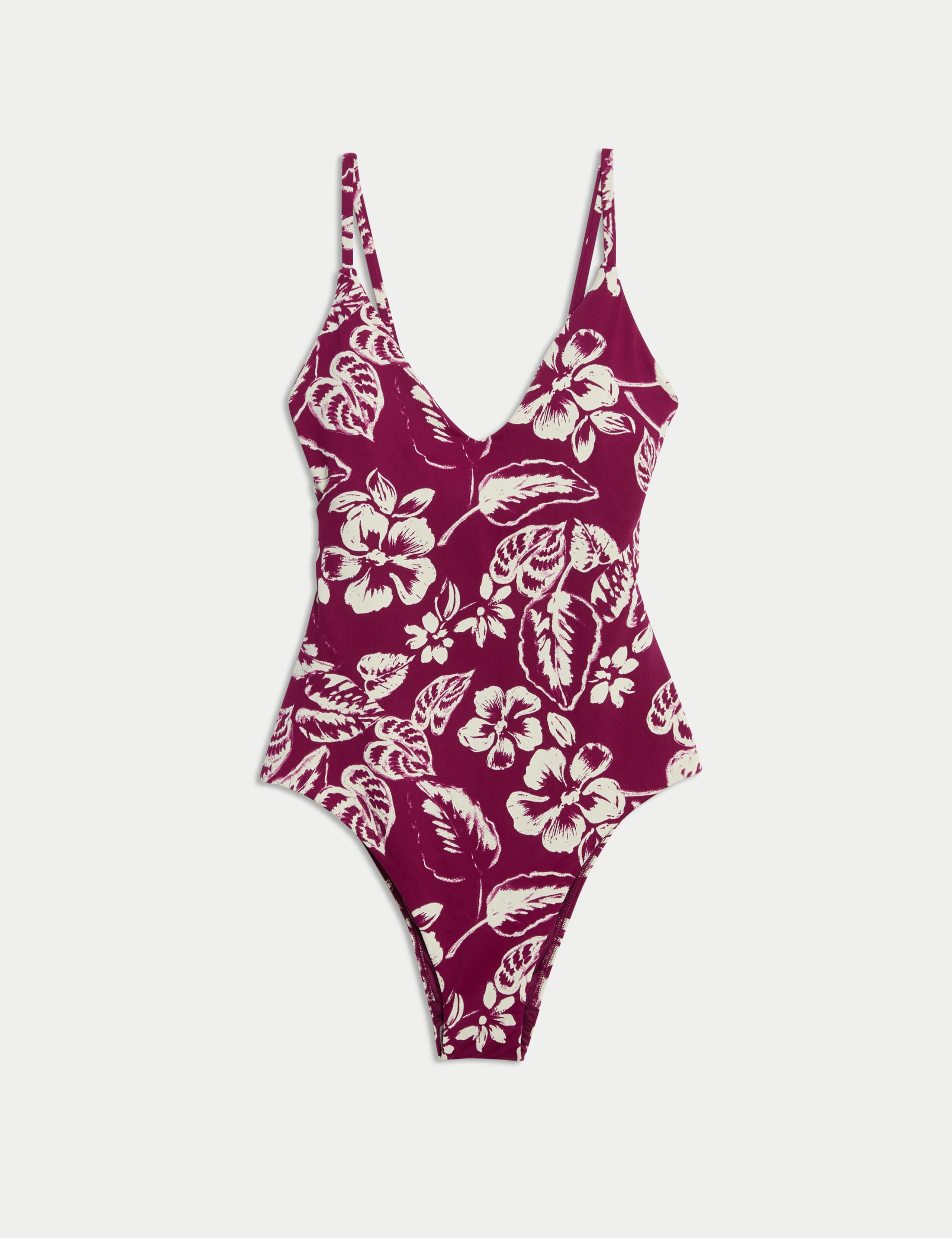 Tummy Control Palm Print Plunge Swimsuit 2 of 5
