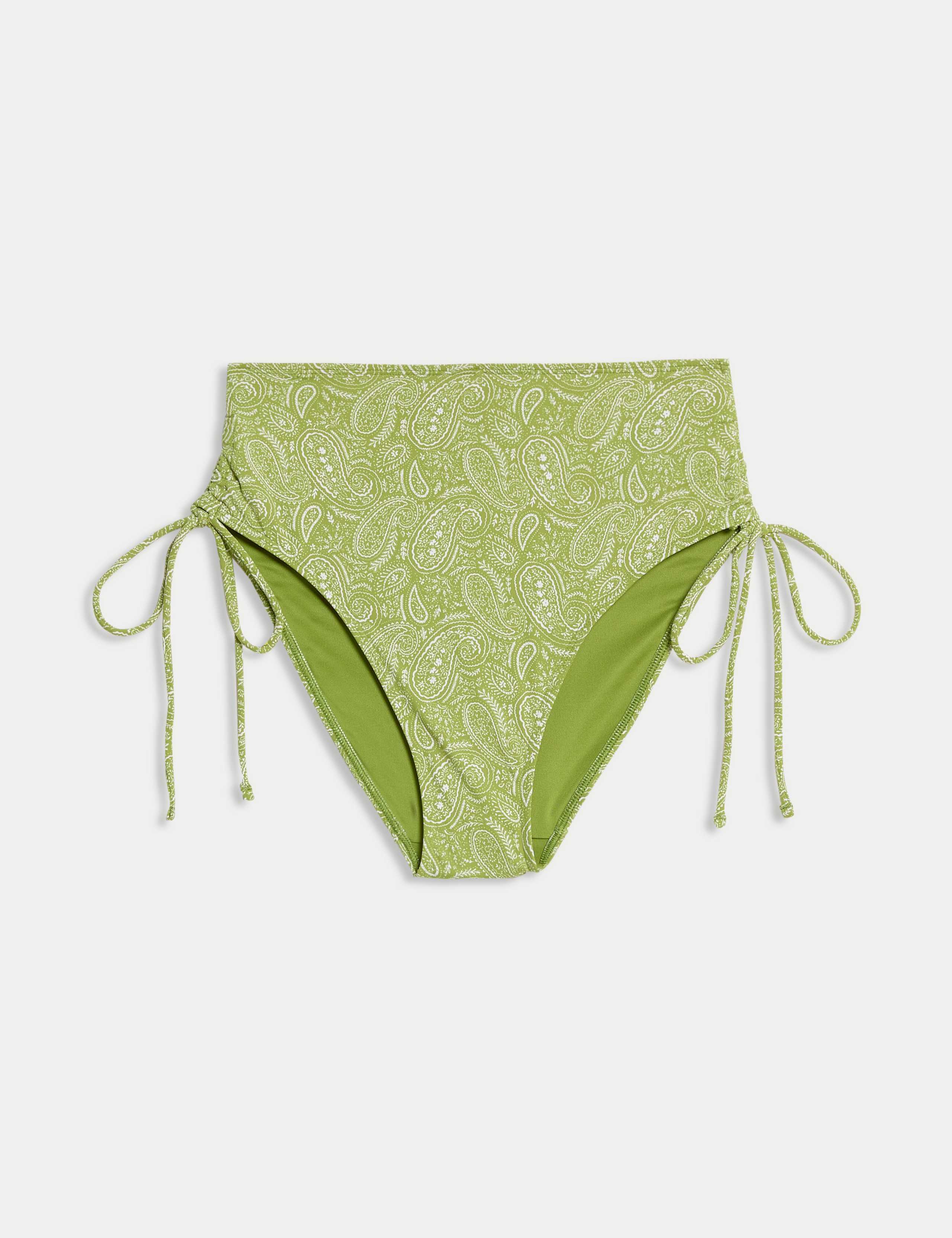 Printed Drawstring High Waisted Bikini Bottoms 2 of 5