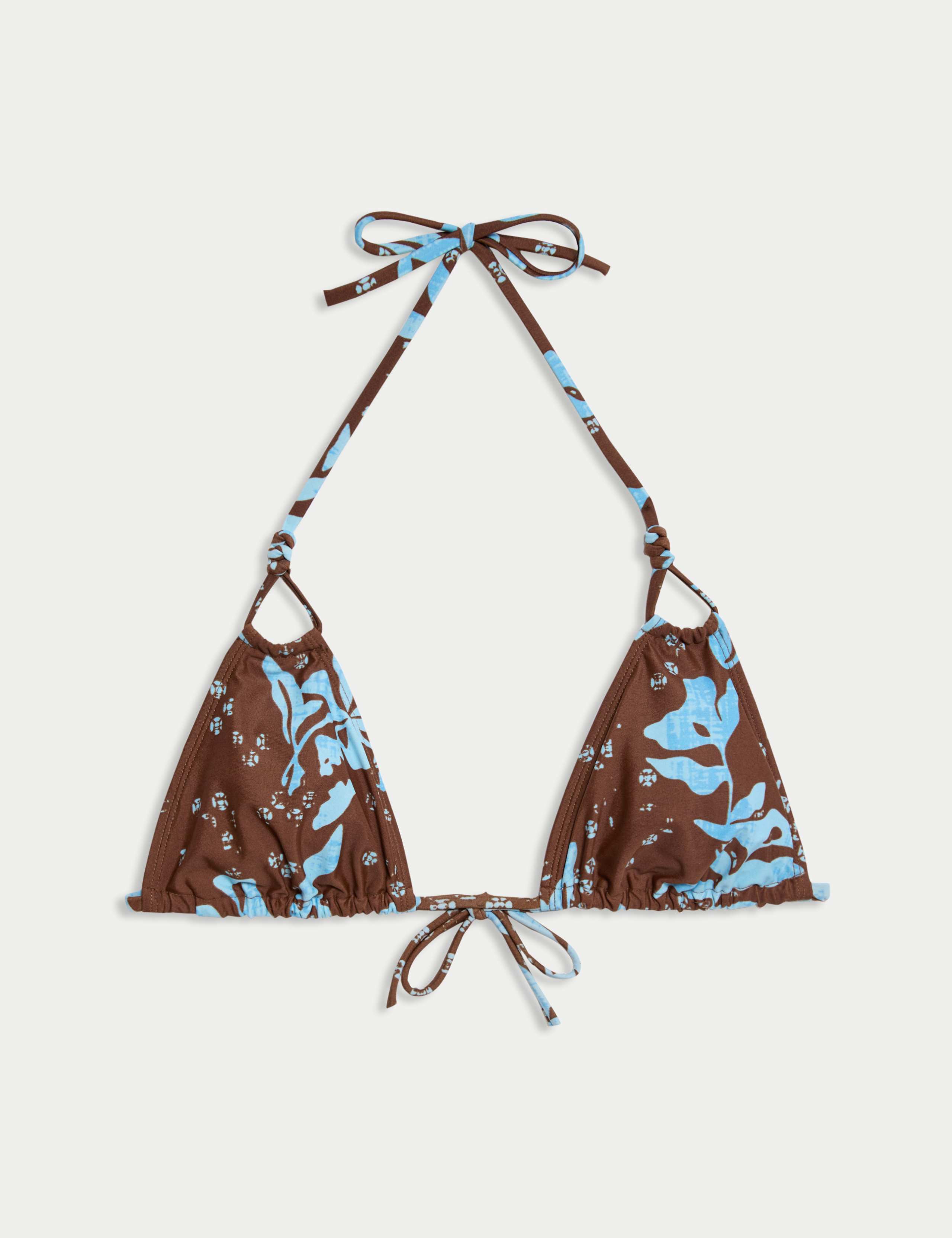 Printed Knot Front Triangle Bikini Top 2 of 5